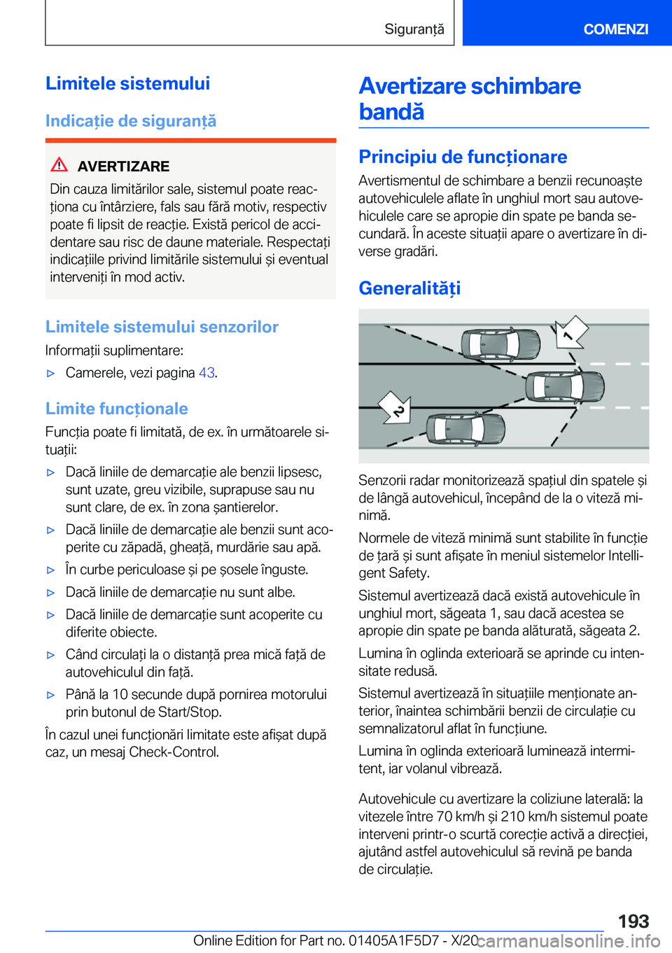 BMW X4 M 2021  Ghiduri De Utilizare (in Romanian) �L�i�m�i�t�e�l�e��s�i�s�t�e�m�u�l�u�i�I�n�d�i�c�a�i�e��d�e��s�i�g�u�r�a�n�
