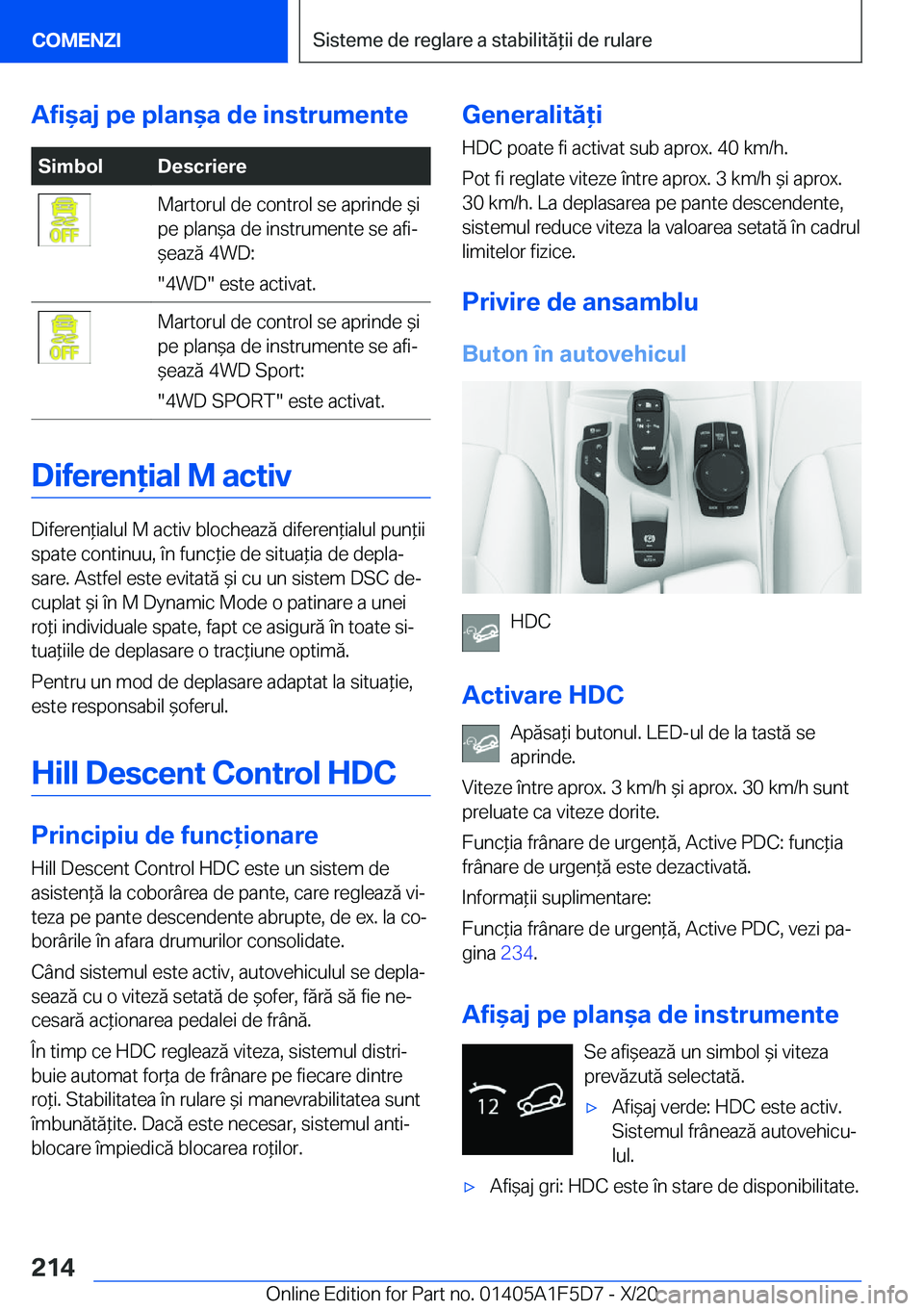 BMW X4 M 2021  Ghiduri De Utilizare (in Romanian) �A�f�i&�a�j��p�e��p�l�a�n&�a��d�e��i�n�s�t�r�u�m�e�n�t�e�S�i�m�b�o�l�D�e�s�c�r�i�e�r�e�M�a�r�t�o�r�u�l��d�e��c�o�n�t�r�o�l��s�e��a�p�r�i�n�d�e�&�i
�p�e��p�l�a�n&�a��d�e��i�n�s�t�r�u�m�