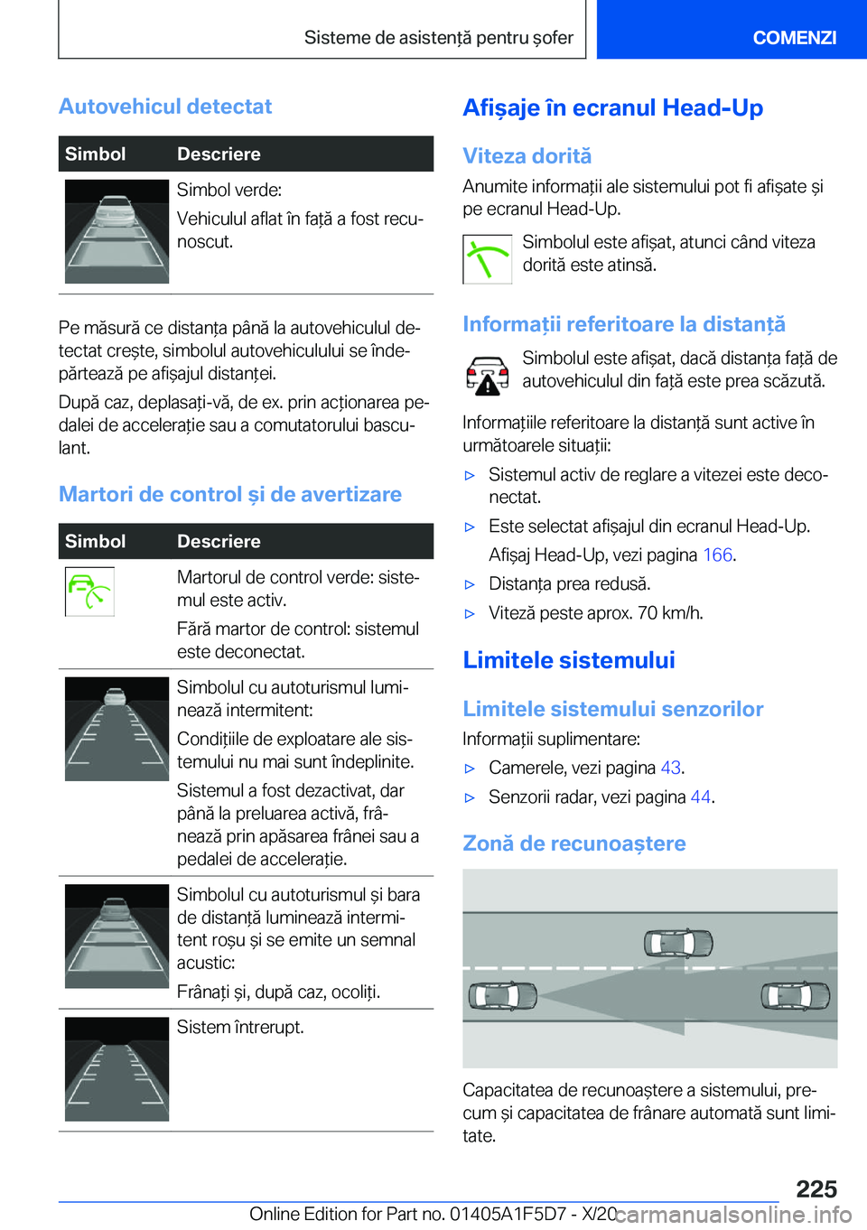 BMW X4 M 2021  Ghiduri De Utilizare (in Romanian) �A�u�t�o�v�e�h�i�c�u�l��d�e�t�e�c�t�a�t�S�i�m�b�o�l�D�e�s�c�r�i�e�r�e�S�i�m�b�o�l��v�e�r�d�e�:
�V�e�h�i�c�u�l�u�l��a�f�l�a�t��