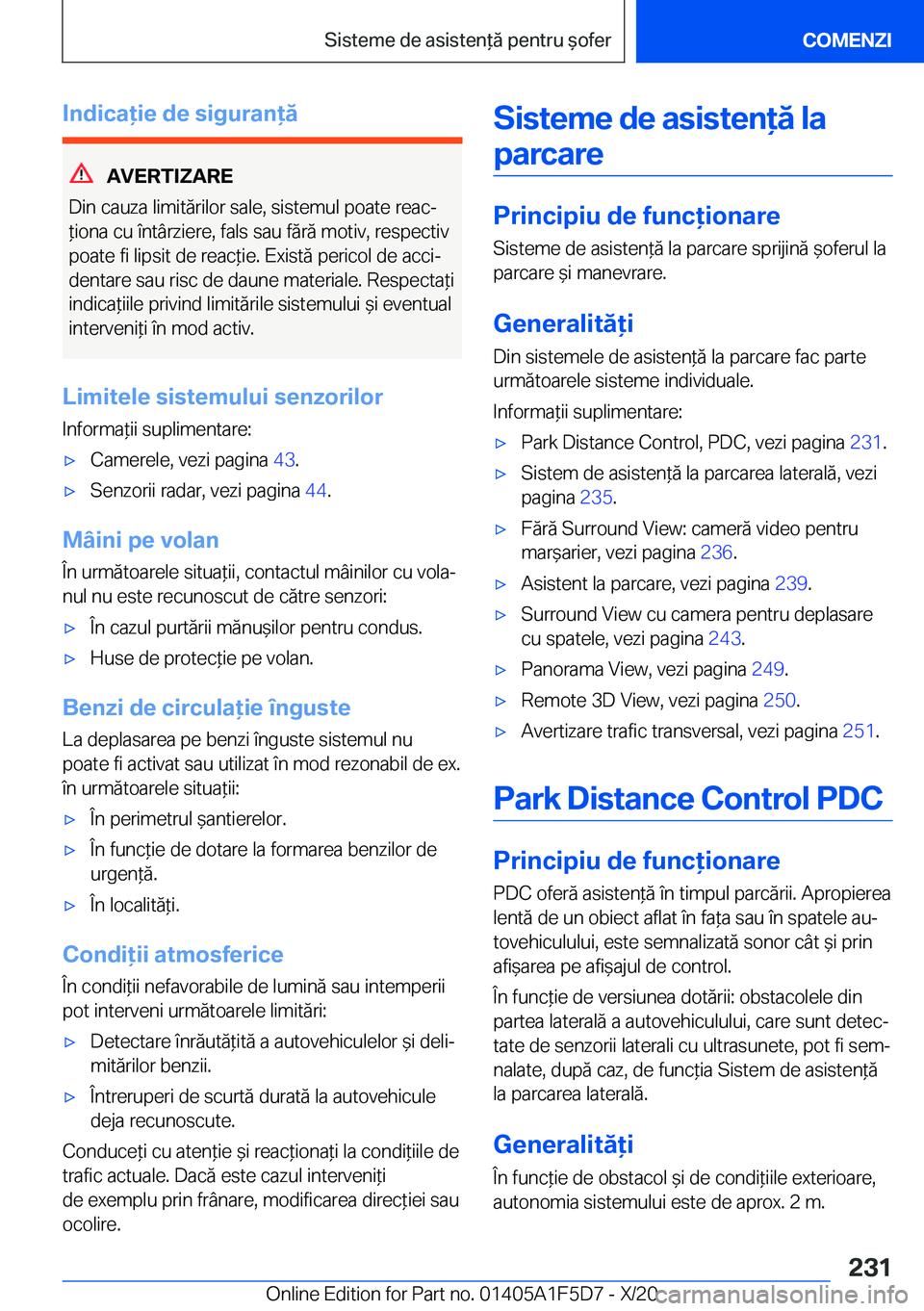 BMW X4 M 2021  Ghiduri De Utilizare (in Romanian) �I�n�d�i�c�a�i�e��d�e��s�i�g�u�r�a�n�