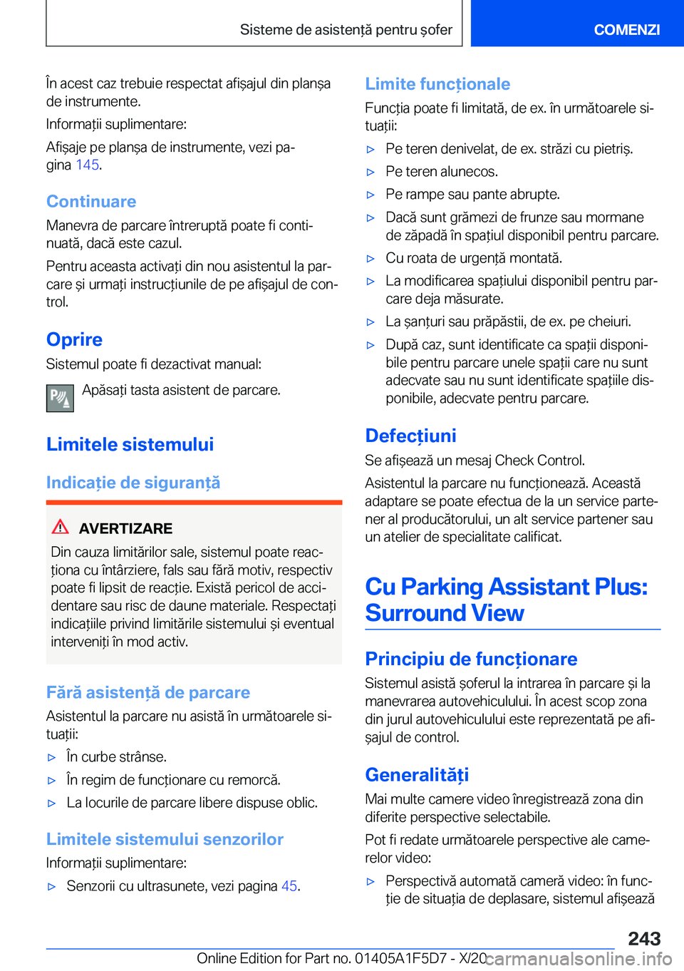 BMW X4 M 2021  Ghiduri De Utilizare (in Romanian) �