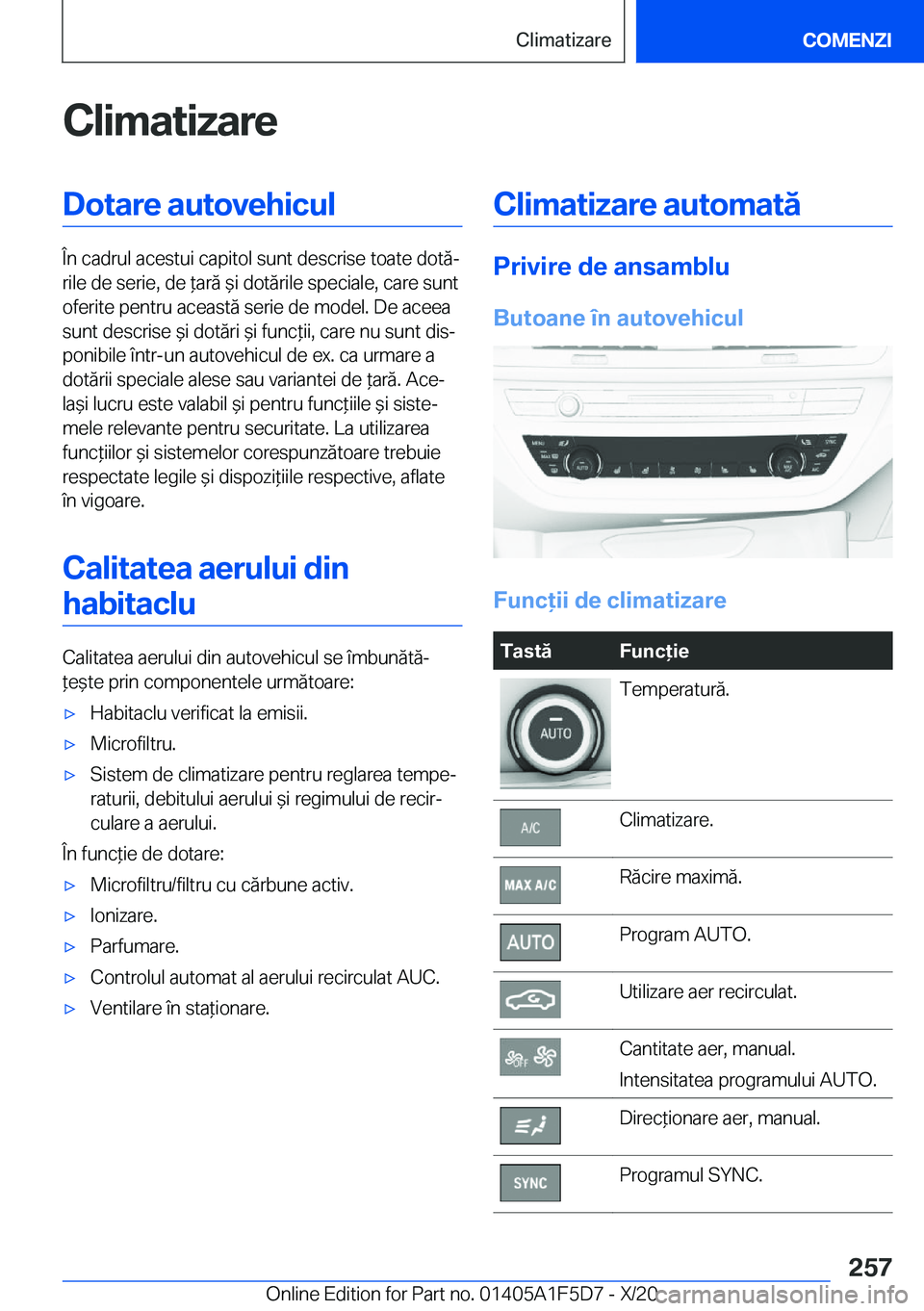 BMW X4 M 2021  Ghiduri De Utilizare (in Romanian) �C�l�i�m�a�t�i�z�a�r�e�D�o�t�a�r�e��a�u�t�o�v�e�h�i�c�u�l
�