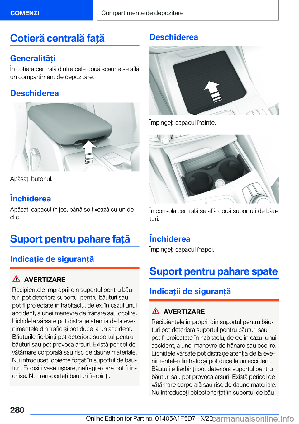 BMW X4 M 2021  Ghiduri De Utilizare (in Romanian) �C�o�t�i�e�r�