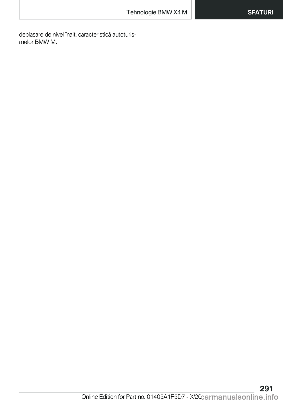 BMW X4 M 2021  Ghiduri De Utilizare (in Romanian) �d�e�p�l�a�s�a�r�e��d�e��n�i�v�e�l��
