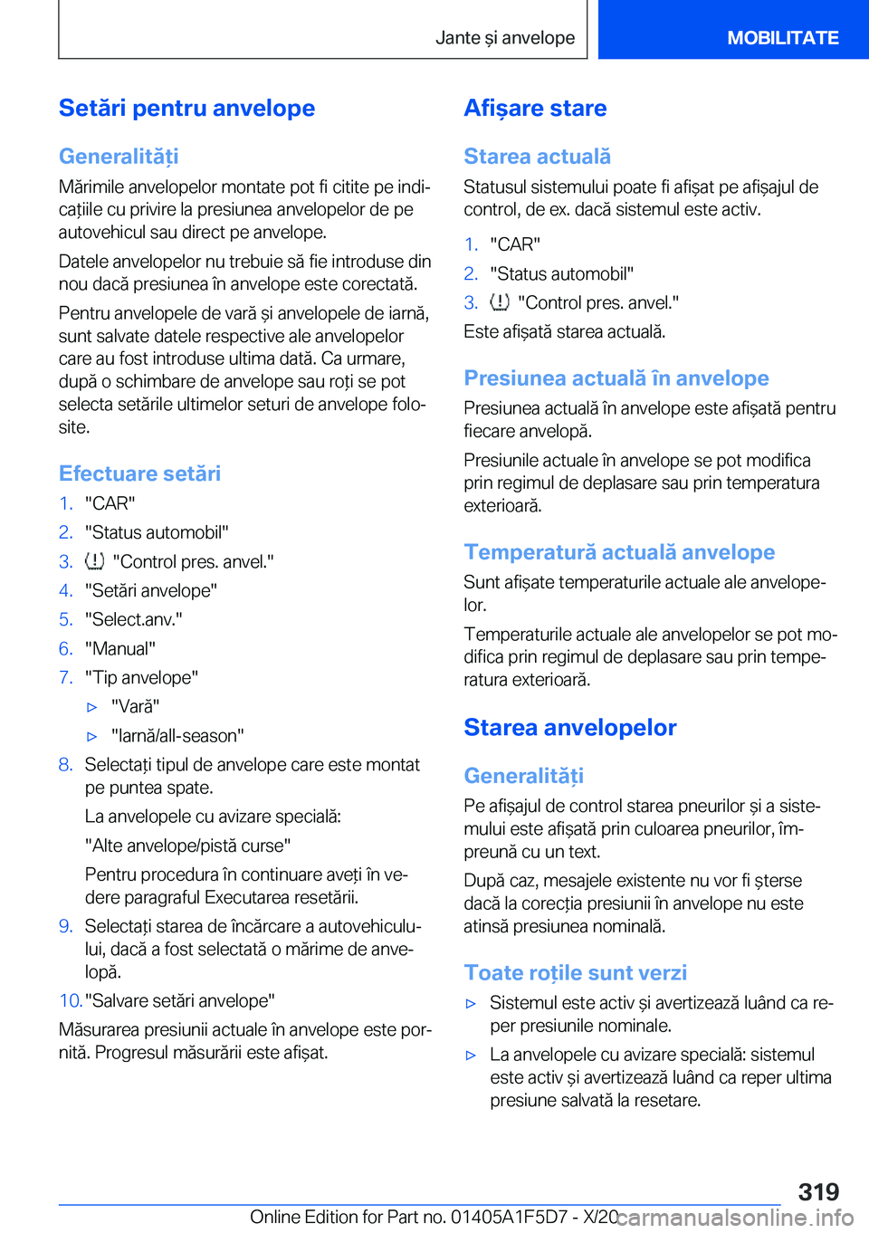 BMW X4 M 2021  Ghiduri De Utilizare (in Romanian) �S�e�t�