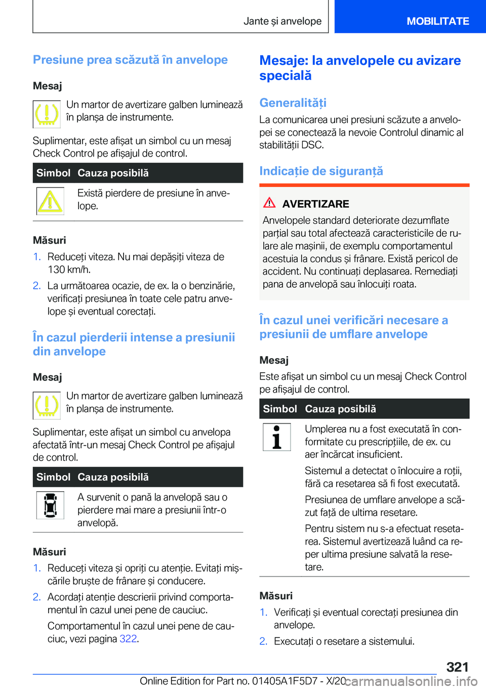 BMW X4 M 2021  Ghiduri De Utilizare (in Romanian) �P�r�e�s�i�u�n�e��p�r�e�a��s�c�