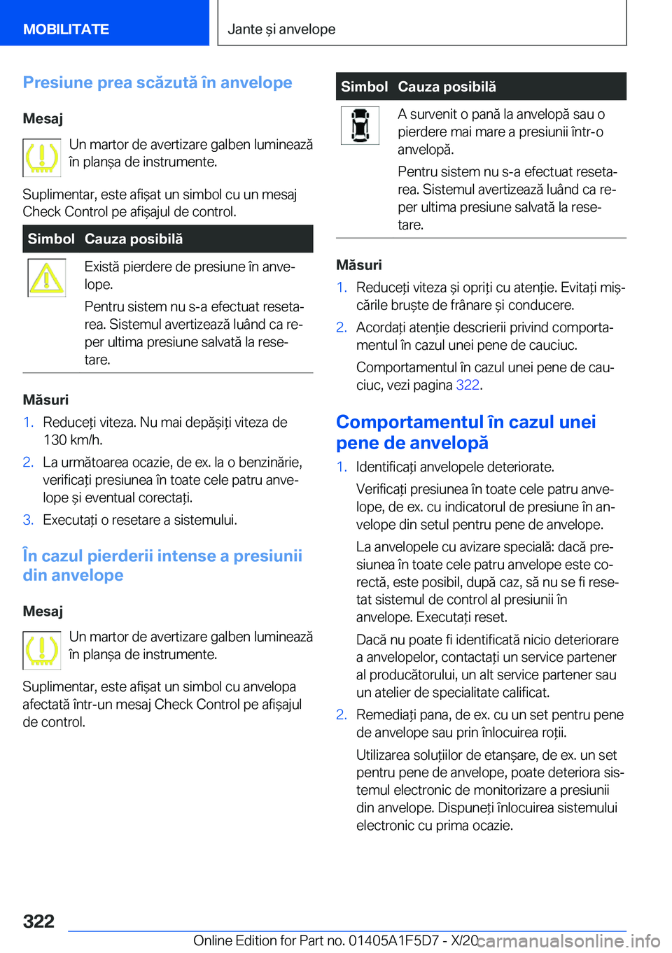 BMW X4 M 2021  Ghiduri De Utilizare (in Romanian) �P�r�e�s�i�u�n�e��p�r�e�a��s�c�