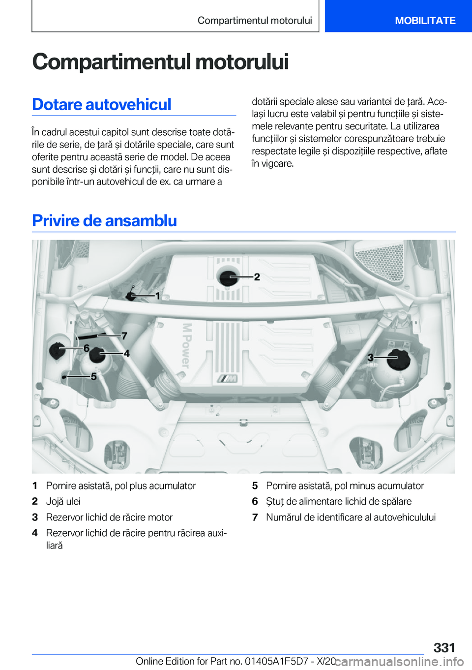 BMW X4 M 2021  Ghiduri De Utilizare (in Romanian) �C�o�m�p�a�r�t�i�m�e�n�t�u�l��m�o�t�o�r�u�l�u�i�D�o�t�a�r�e��a�u�t�o�v�e�h�i�c�u�l
�