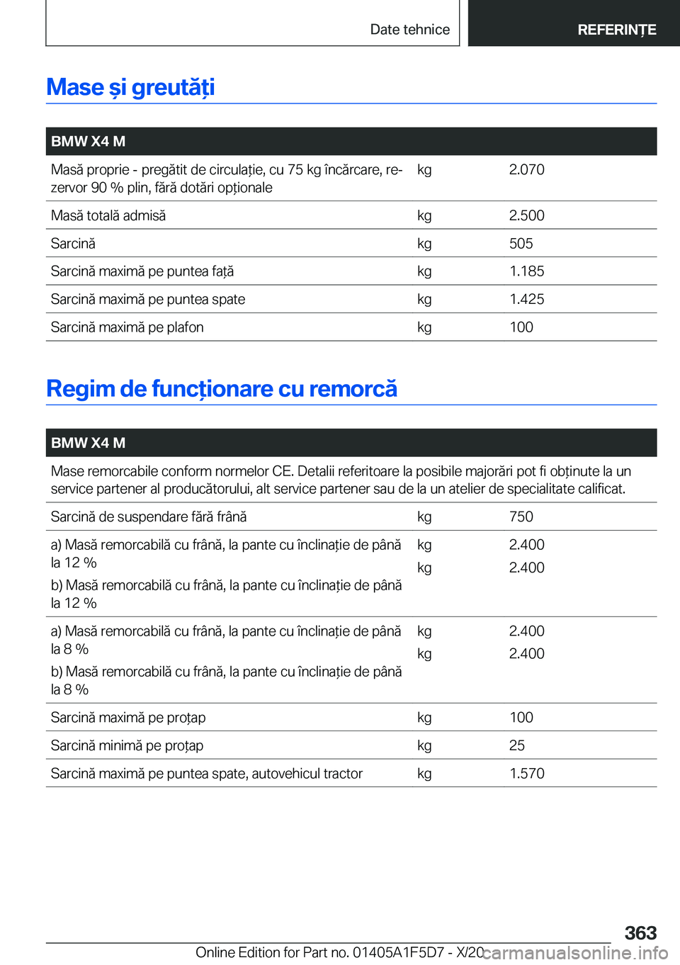 BMW X4 M 2021  Ghiduri De Utilizare (in Romanian) �M�a�s�e�&�i��g�r�e�u�t�