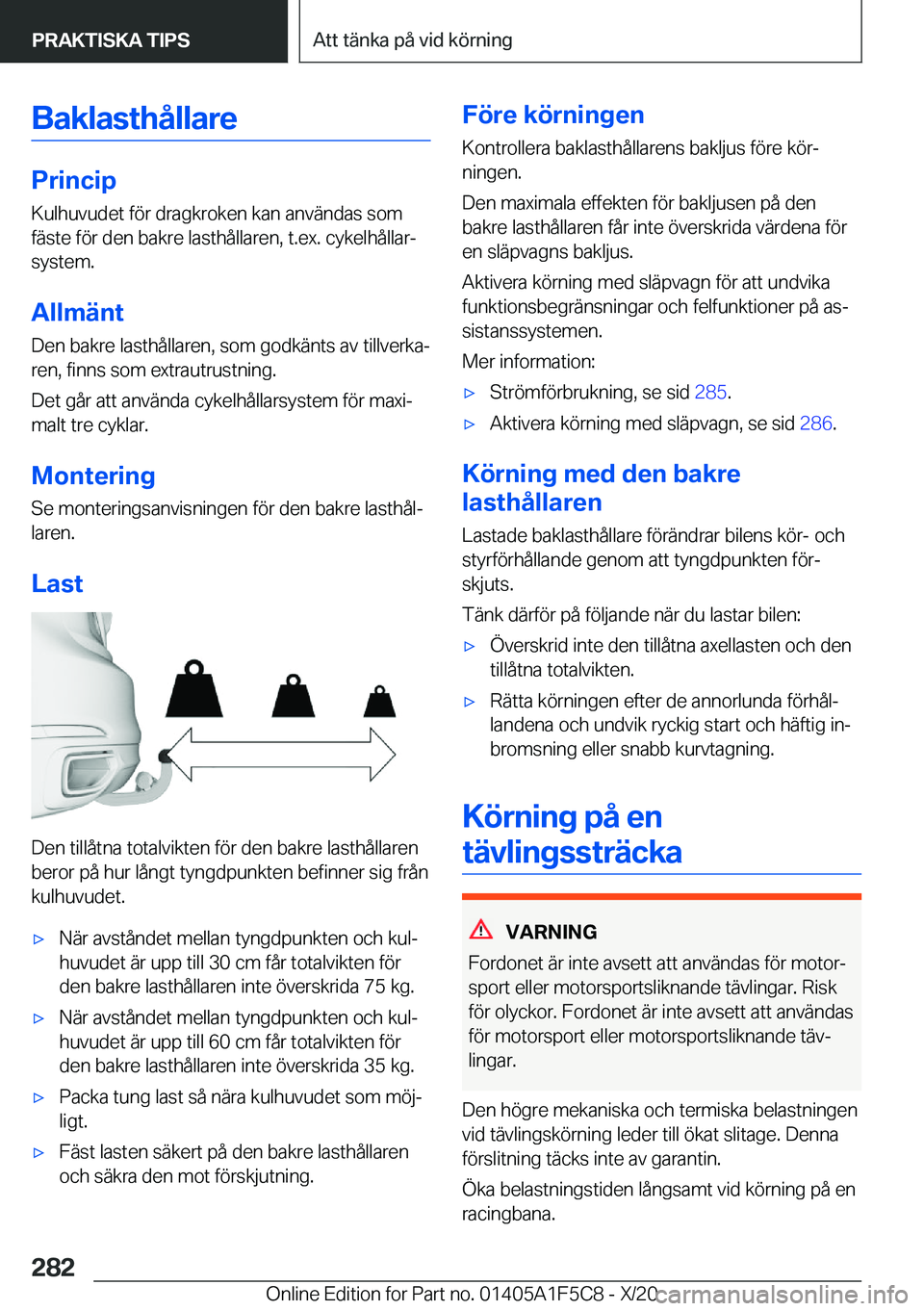 BMW X4 M 2021  InstruktionsbÖcker (in Swedish) �B�a�k�l�a�s�t�h�å�l�l�a�r�e
�P�r�i�n�c�i�p�K�u�l�h�u�v�u�d�e�t��f�