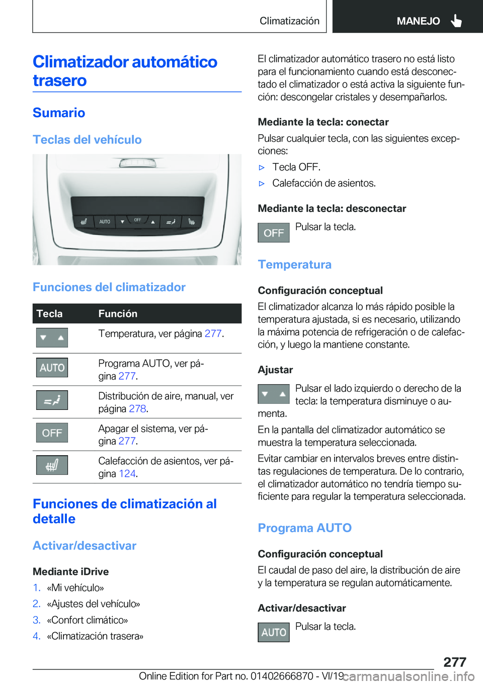 BMW X4 M 2020  Manuales de Empleo (in Spanish) �C�l�i�m�a�t�i�z�a�d�o�r��a�u�t�o�m�