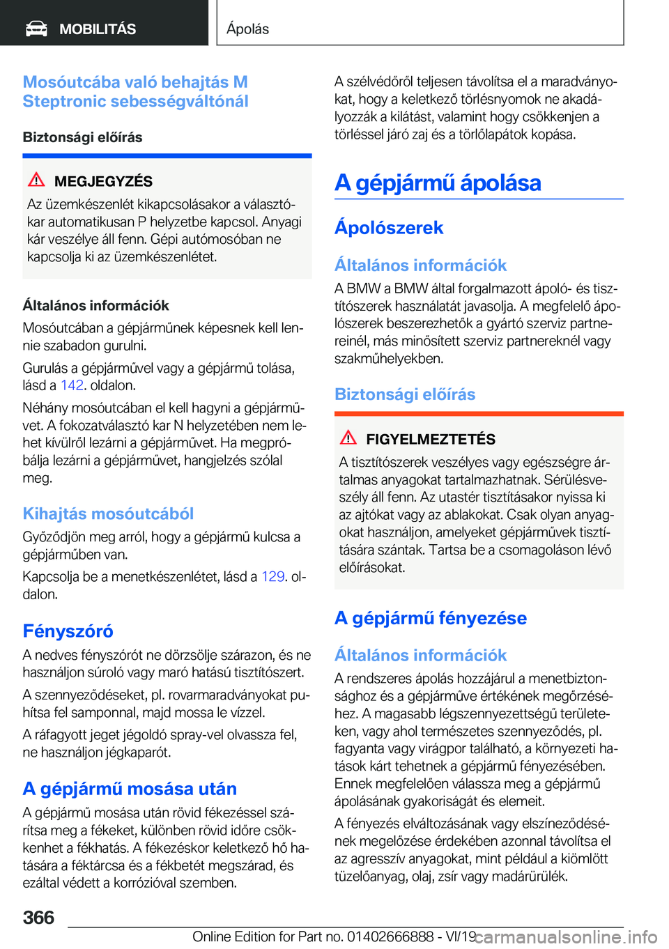 BMW X4 M 2020  Kezelési útmutató (in Hungarian) �M�o�s�