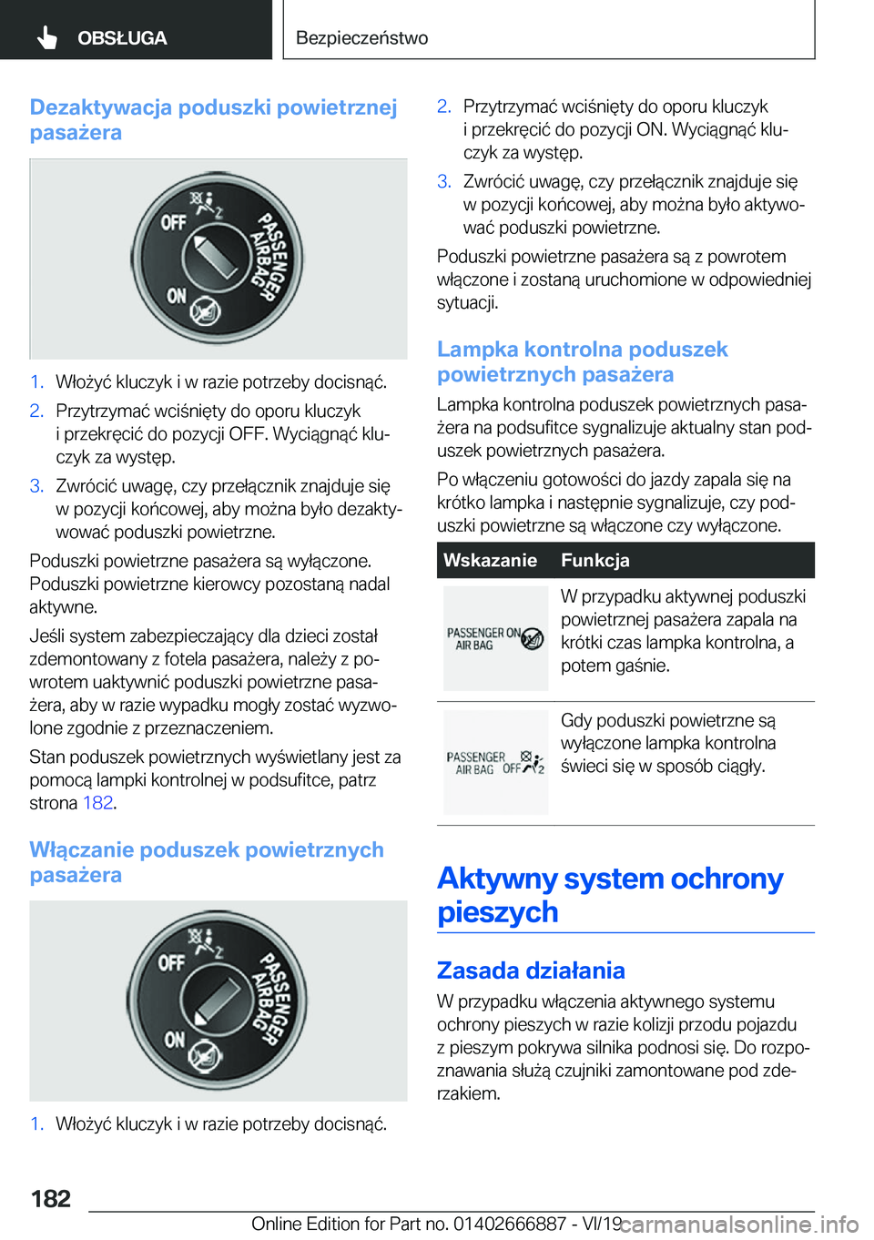 BMW X4 M 2020  Instrukcja obsługi (in Polish) �D�e�z�a�k�t�y�w�a�c�j�a��p�o�d�u�s�z�k�i��p�o�w�i�e�t�r�z�n�e�j
�p�a�s�a9�e�r�a�1�.�W�ł�o9�y�