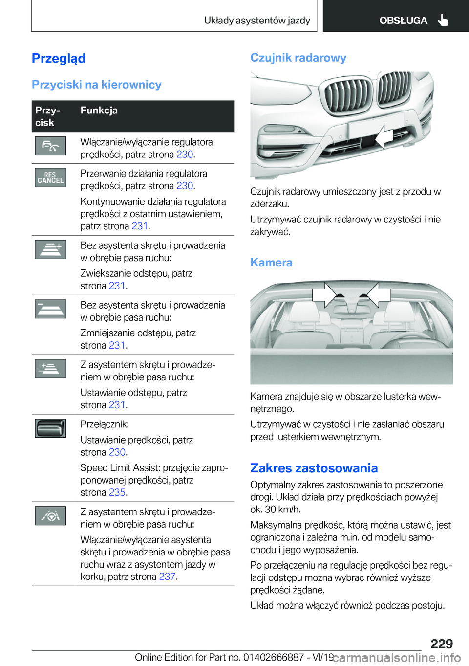 BMW X4 M 2020  Instrukcja obsługi (in Polish) �P�r�z�e�g�l�ą�d�P�r�z�y�c�i�s�k�i��n�a��k�i�e�r�o�w�n�i�c�y�P�r�z�yj
�c�i�s�k�F�u�n�k�c�j�a�W�ł�