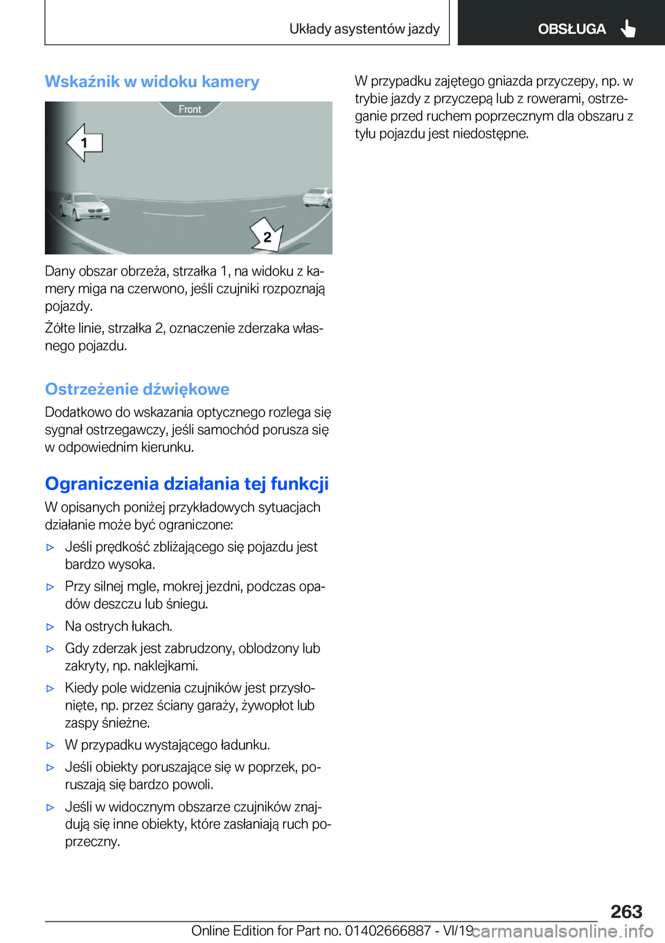 BMW X4 M 2020  Instrukcja obsługi (in Polish) �W�s�k�a7�n�i�k��w��w�i�d�o�k�u��k�a�m�e�r�y
�D�a�n�y��o�b�s�z�a�r��o�b�r�z�e9�a�,��s�t�r�z�a�ł�k�a��1�,��n�a��w�i�d�o�k�u��z��k�aj�m�e�r�y��m�i�g�a��n�a��c�z�e�r�w�o�n�o�,��j�e�l