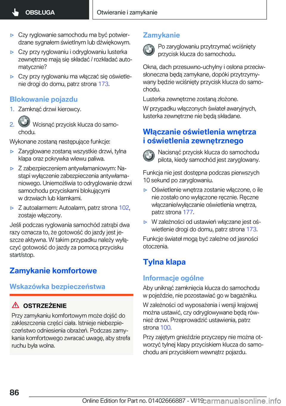 BMW X4 M 2020  Instrukcja obsługi (in Polish) 'x�C�z�y��r�y�g�l�o�w�a�n�i�e��s�a�m�o�c�h�o�d�u��m�a��b�y�