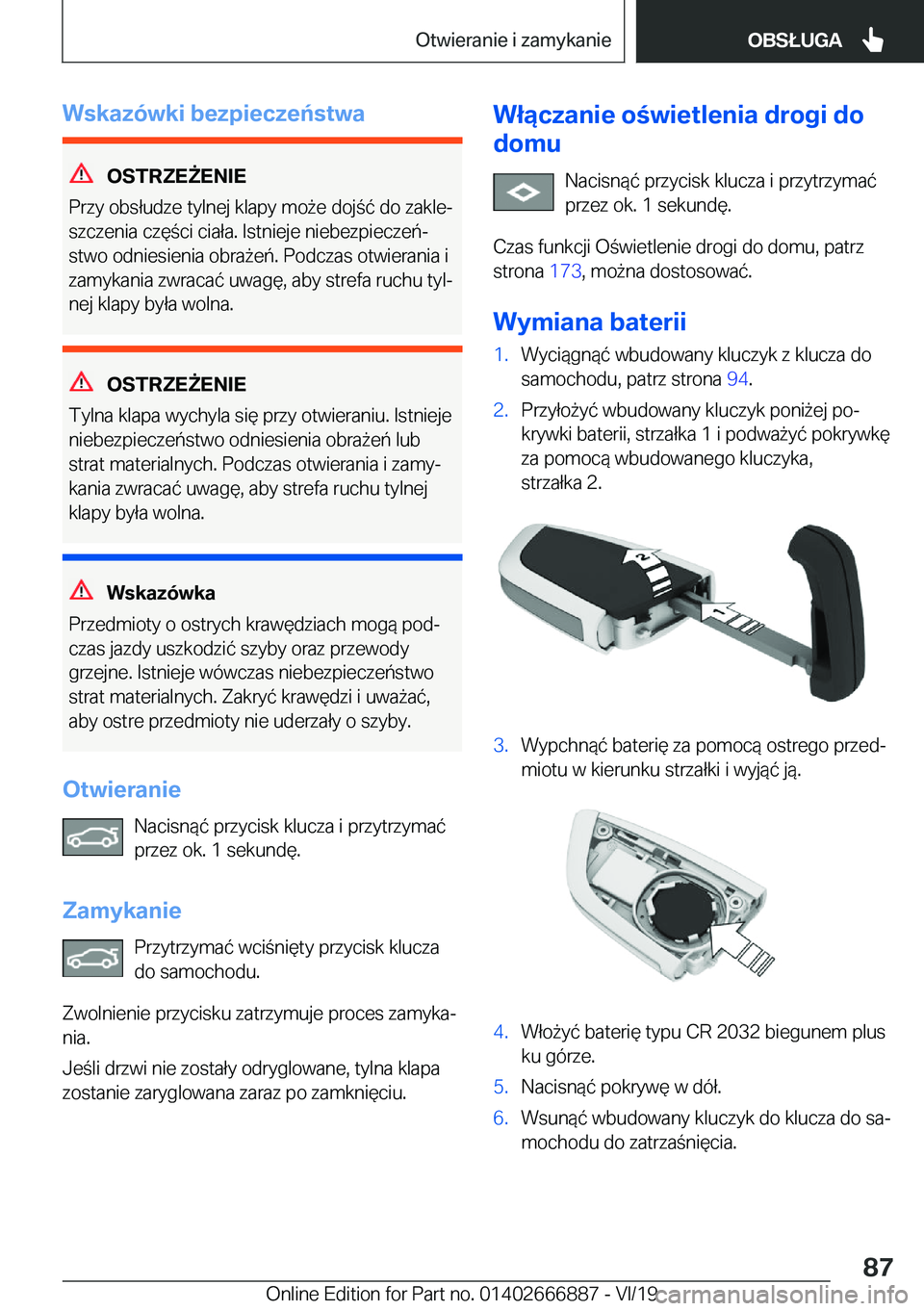 BMW X4 M 2020  Instrukcja obsługi (in Polish) �W�s�k�a�z�