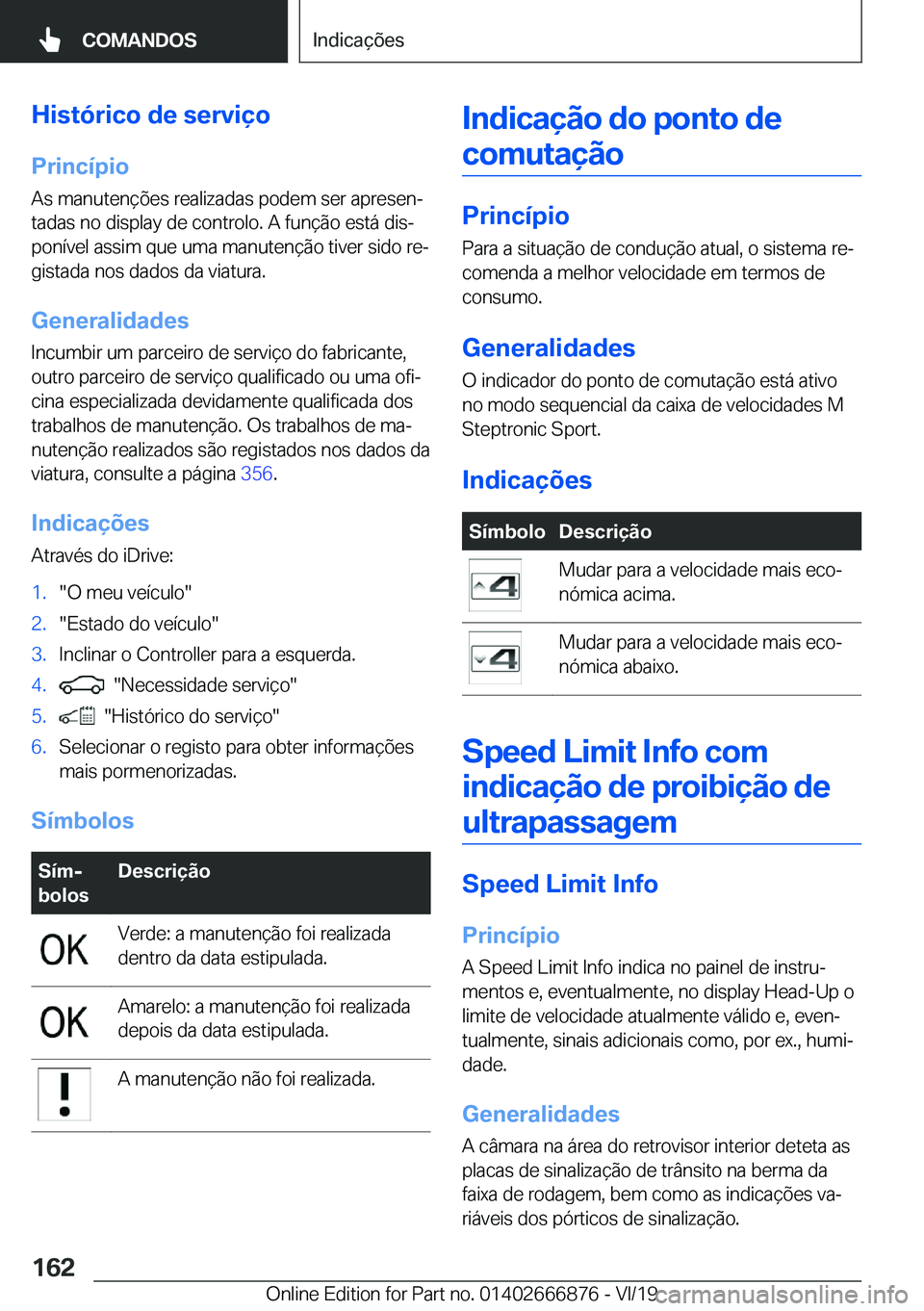 BMW X4 M 2020  Manual do condutor (in Portuguese) �H�i�s�t�