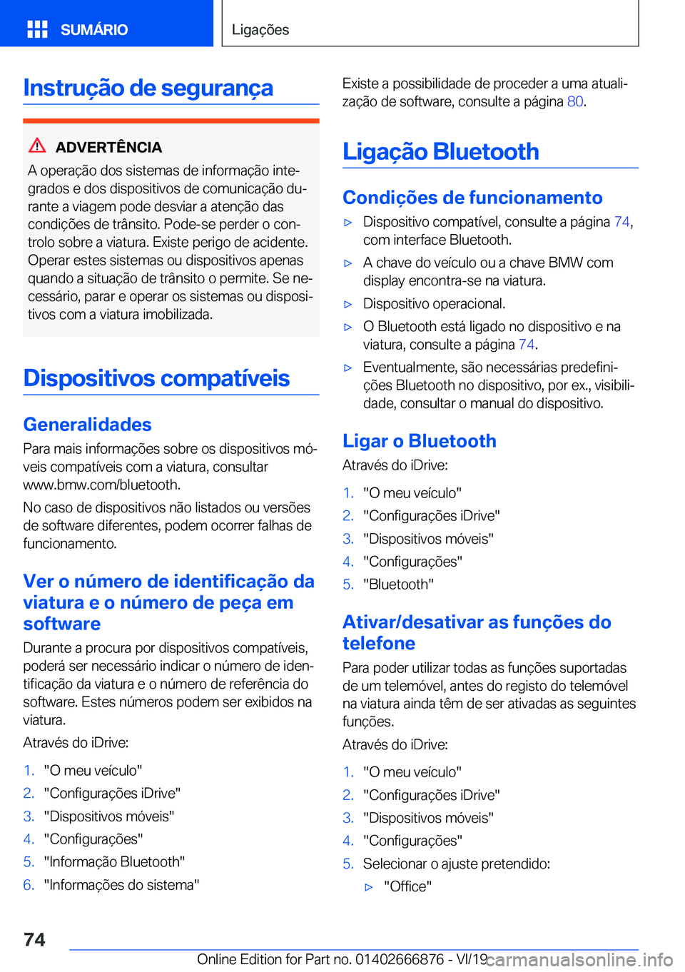 BMW X4 M 2020  Manual do condutor (in Portuguese) �I�n�s�t�r�u�