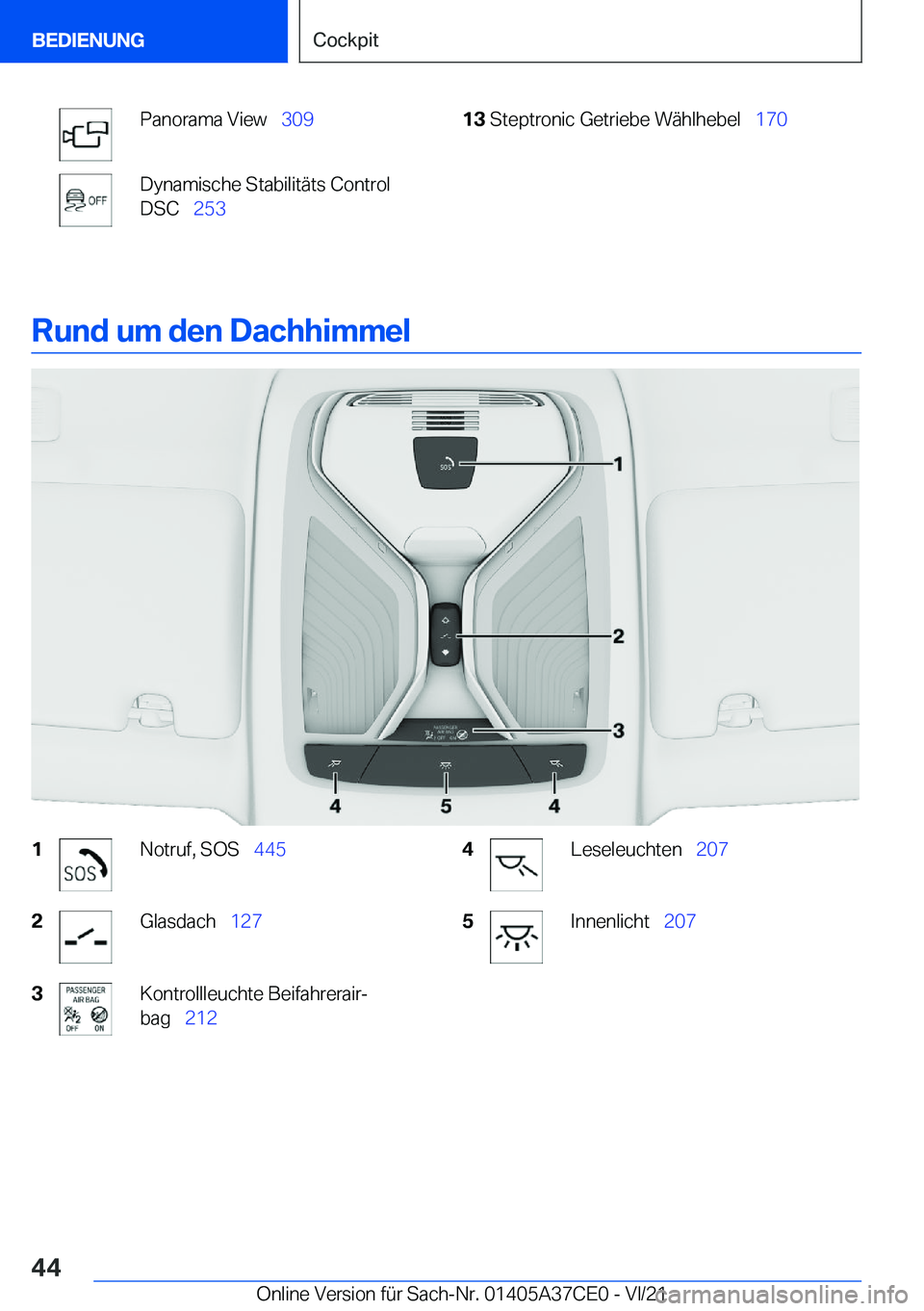 BMW X5 2022  Betriebsanleitungen (in German) �P�a�n�o�r�a�m�a��V�i�e�w\_�3�0�9�D�y�n�a�m�i�s�c�h�e��S�t�a�b�i�l�i�t�