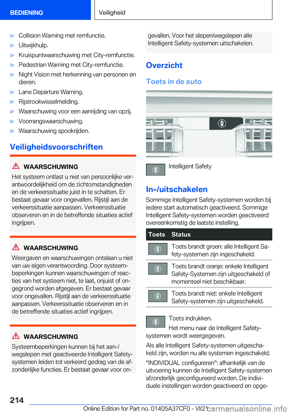 BMW X5 2022  Instructieboekjes (in Dutch) 'x�C�o�l�l�i�s�i�o�n��W�a�r�n�i�n�g��m�e�t��r�e�m�f�u�n�c�t�i�e�.'x�U�i�t�w�i�j�k�h�u�l�p�.'x�K�r�u�i�s�p�u�n�t�w�a�a�r�s�c�h�u�w�i�n�g��m�e�t��C�i�t�y�-�r�e�m�f�u�n�c�t�i�e�.'x�P