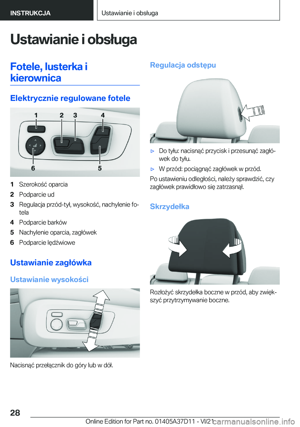 BMW X5 2022  Instrukcja obsługi (in Polish) �U�s�t�a�w�i�a�n�i�e��i��o�b�s�ł�u�g�a�F�o�t�e�l�e�,��l�u�s�t�e�r�k�a��i�k�i�e�r�o�w�n�i�c�a
�E�l�e�k�t�r�y�c�z�n�i�e��r�e�g�u�l�o�w�a�n�e��f�o�t�e�l�e
�1�S�z�e�r�o�k�o�