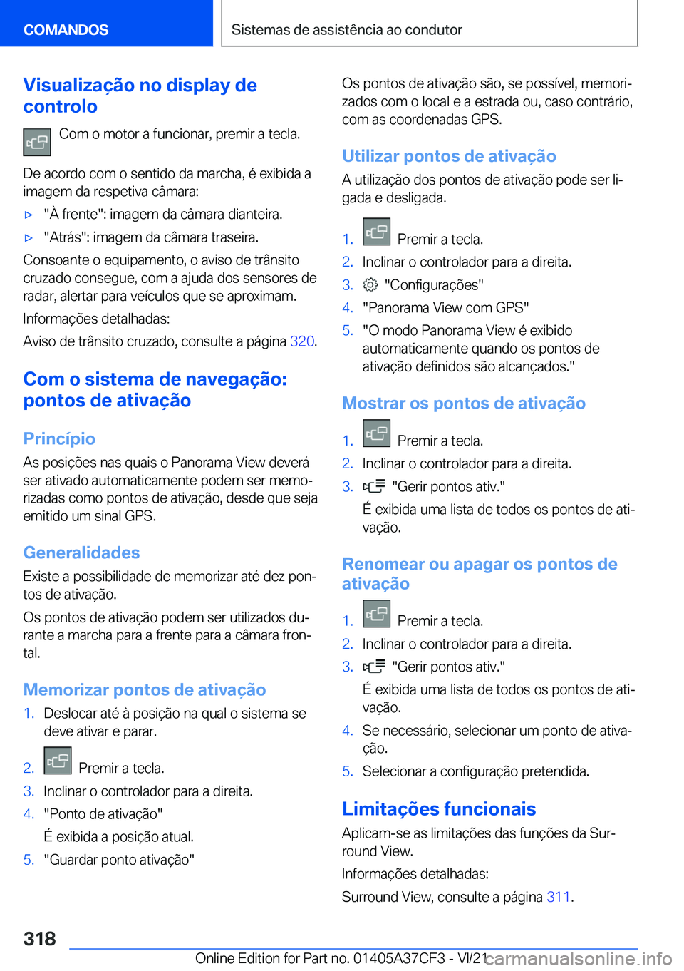 BMW X5 2022  Manual do condutor (in Portuguese) �V�i�s�u�a�l�i�z�a�
