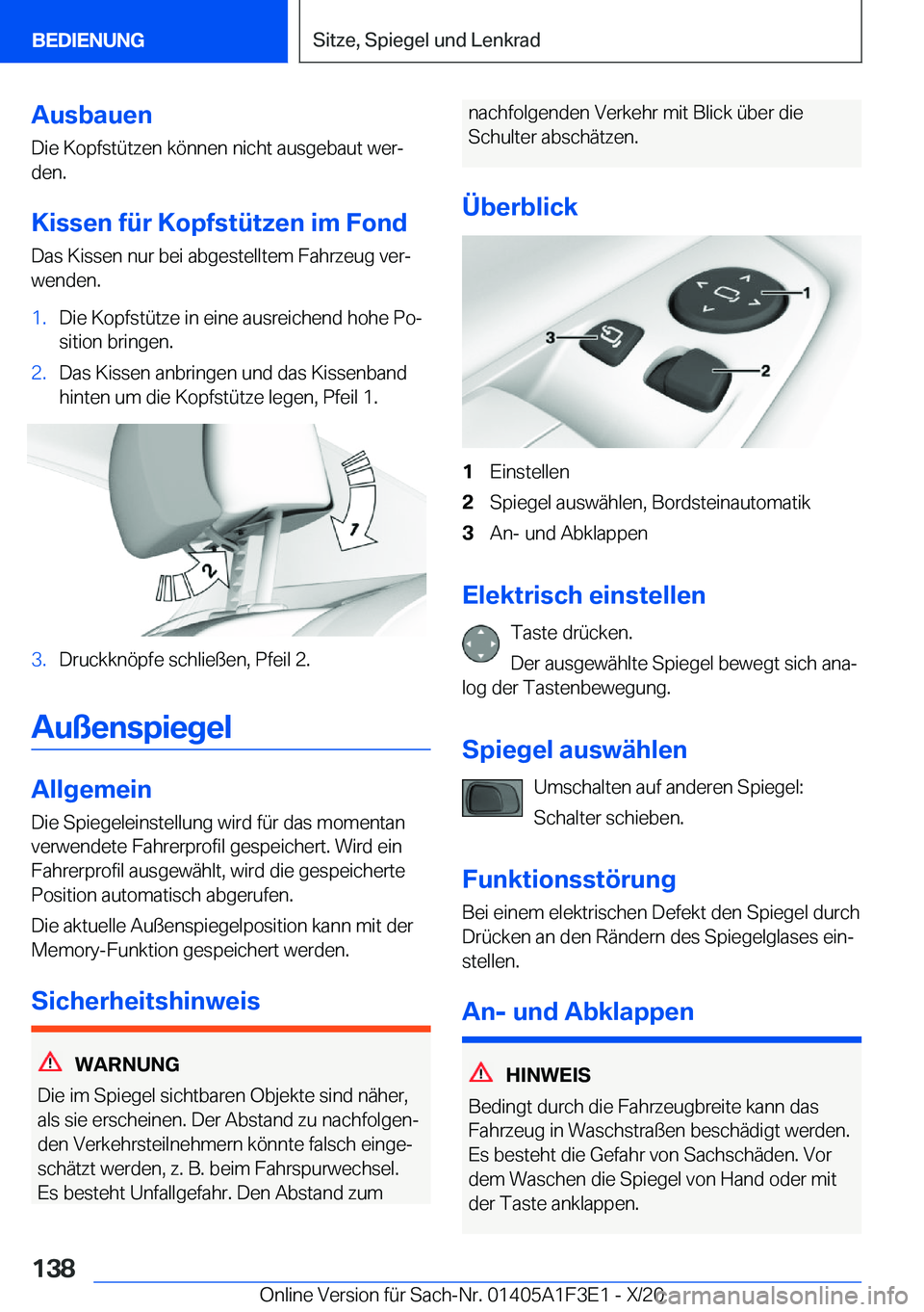 BMW X5 2021  Betriebsanleitungen (in German) �A�u�s�b�a�u�e�n
�D�i�e��K�o�p�f�s�t�