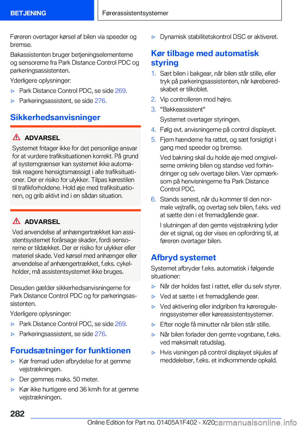 BMW X5 2021  InstruktionsbØger (in Danish) �F�