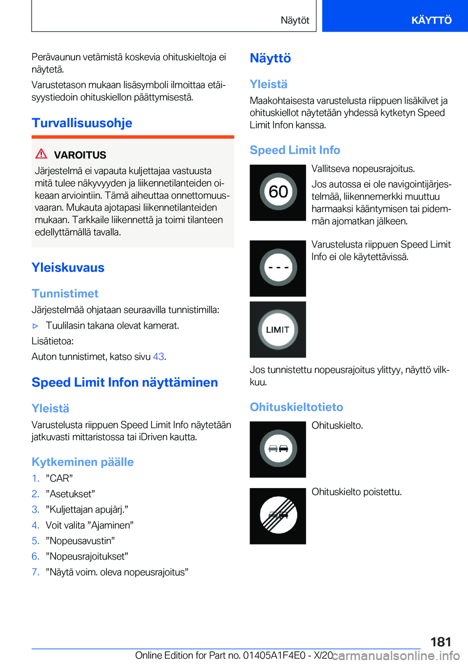 BMW X5 2021  Omistajan Käsikirja (in Finnish) �P�e�r�