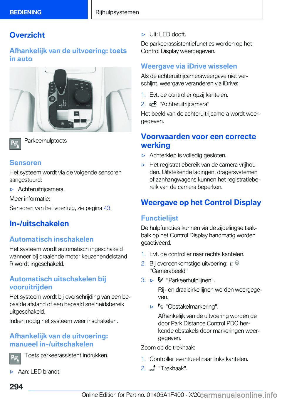BMW X5 2021  Instructieboekjes (in Dutch) �O�v�e�r�z�i�c�h�t�A�f�h�a�n�k�e�l�i�j�k��v�a�n��d�e��u�i�t�v�o�e�r�i�n�g�:��t�o�e�t�s
�i�n��a�u�t�o
�P�a�r�k�e�e�r�h�u�l�p�t�o�e�t�s
�S�e�n�s�o�r�e�n
�H�e�t��s�y�s�t�e�e�m��w�o�r�d�t��v�i�a�