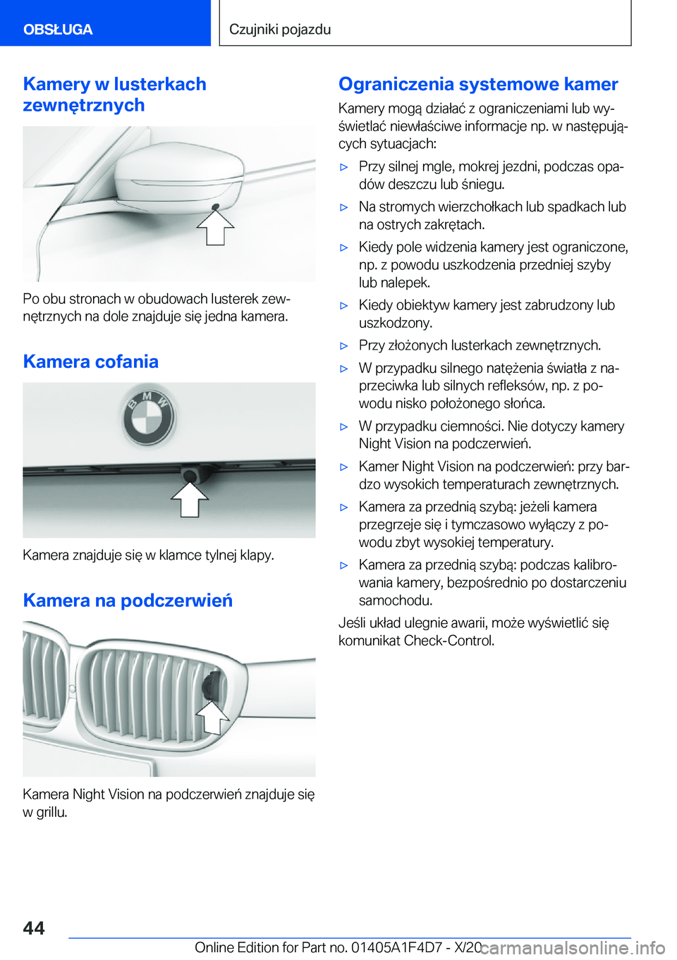 BMW X5 2021  Instrukcja obsługi (in Polish) �K�a�m�e�r�y��w��l�u�s�t�e�r�k�a�c�h
�z�e�w�n�