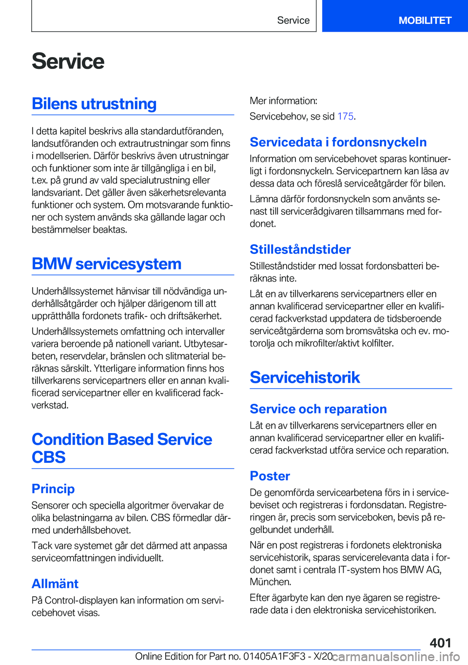 BMW X5 2021  InstruktionsbÖcker (in Swedish) �S�e�r�v�i�c�e�B�i�l�e�n�s��u�t�r�u�s�t�n�i�n�g
�I��d�e�t�t�a��k�a�p�i�t�e�l��b�e�s�k�r�i�v�s��a�l�l�a��s�t�a�n�d�a�r�d�u�t�f�