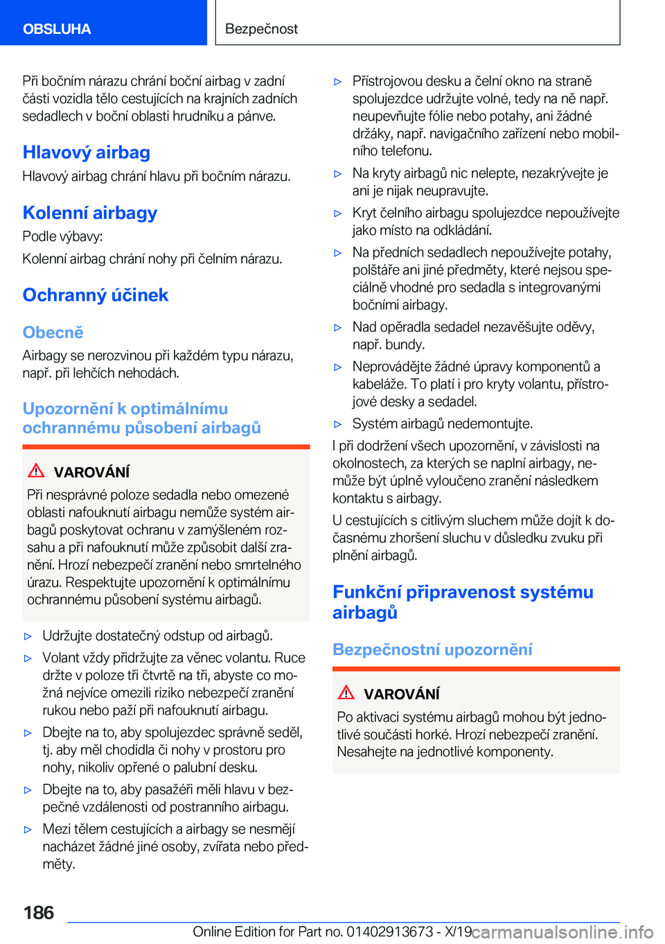 BMW X5 2020  Návod na použití (in Czech) �P�i��b�o�č�n�