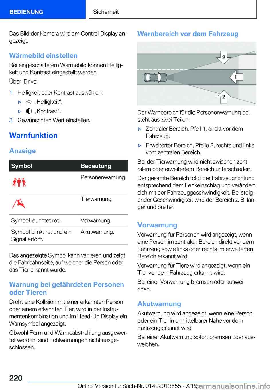 BMW X5 2020  Betriebsanleitungen (in German) �D�a�s��B�i�l�d��d�e�r��K�a�m�e�r�a��w�i�r�d��a�m��C�o�n�t�r�o�l��D�i�s�p�l�a�y��a�nj
�g�e�z�e�i�g�t�.
�W�