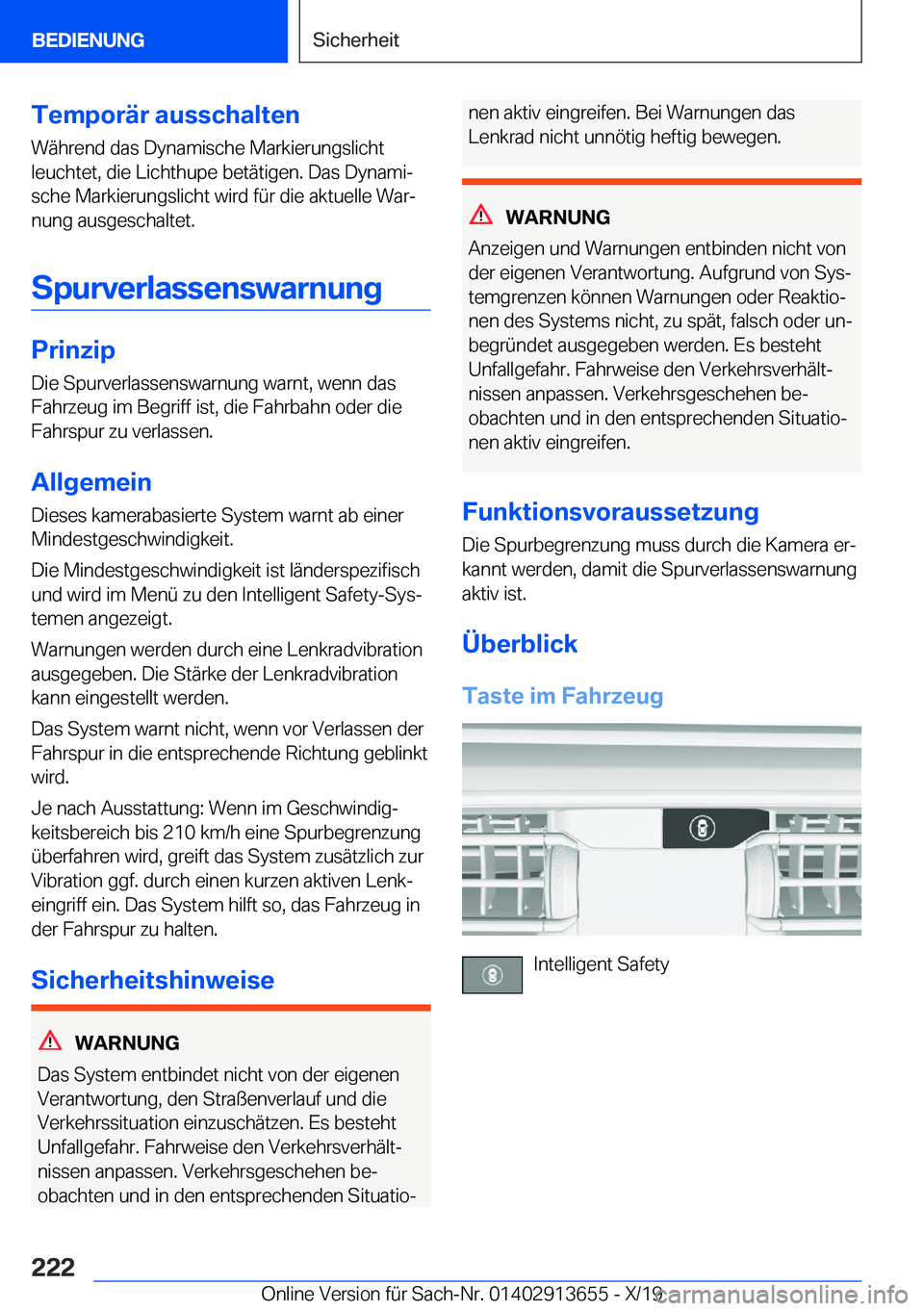 BMW X5 2020  Betriebsanleitungen (in German) �T�e�m�p�o�r�