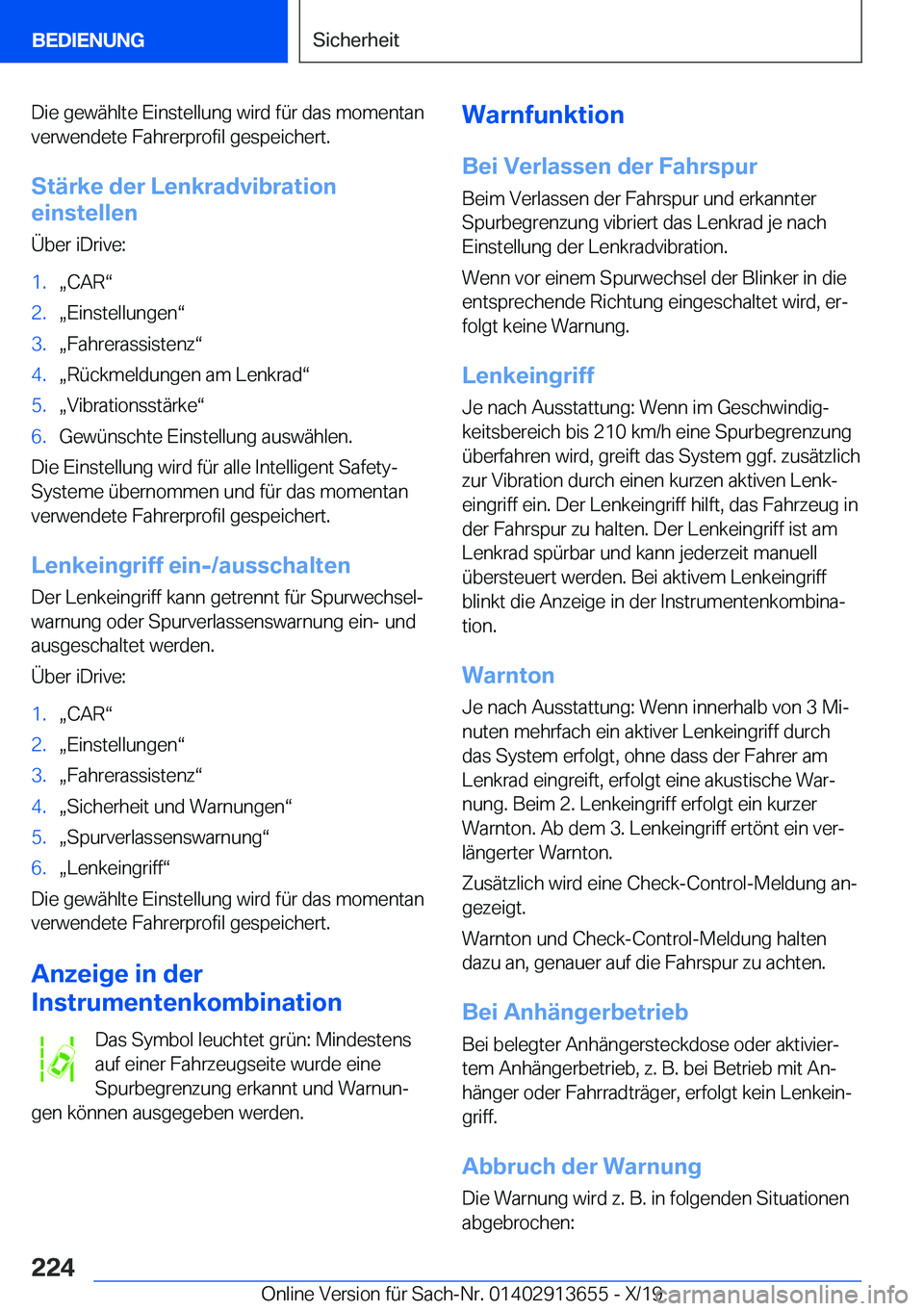 BMW X5 2020  Betriebsanleitungen (in German) �D�i�e��g�e�w�