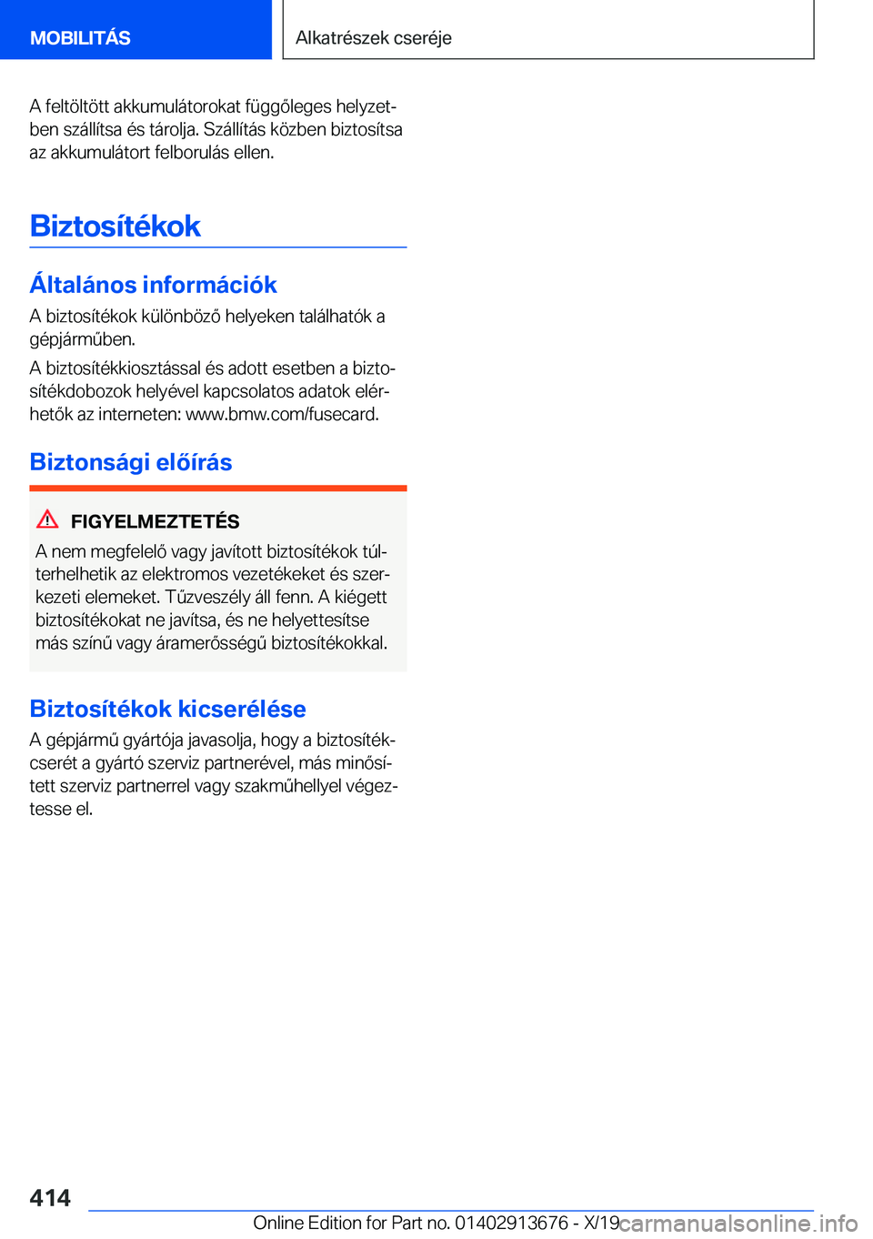 BMW X5 2020  Kezelési útmutató (in Hungarian) �A��f�e�l�t�