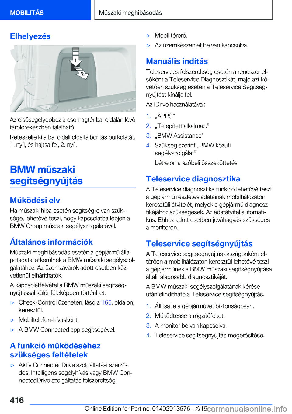 BMW X5 2020  Kezelési útmutató (in Hungarian) �E�l�h�e�l�y�e�z�