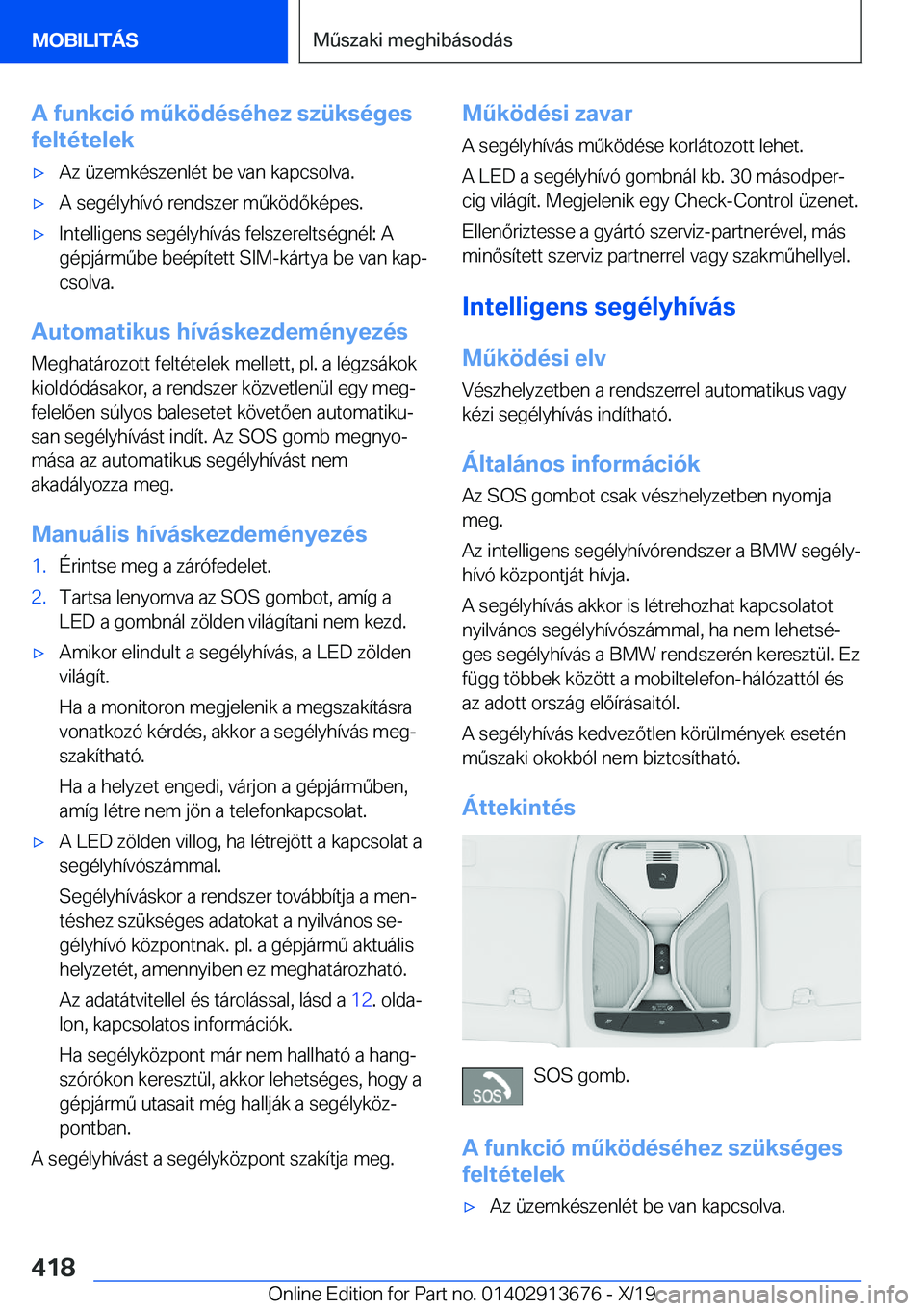 BMW X5 2020  Kezelési útmutató (in Hungarian) �A��f�u�n�k�c�i�