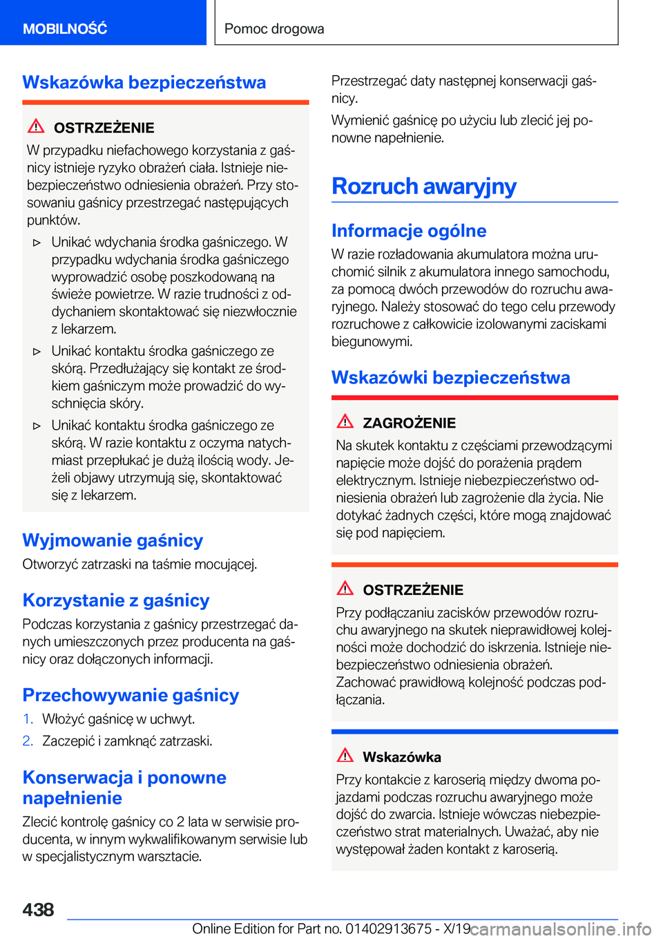 BMW X5 2020  Instrukcja obsługi (in Polish) �W�s�k�a�z�