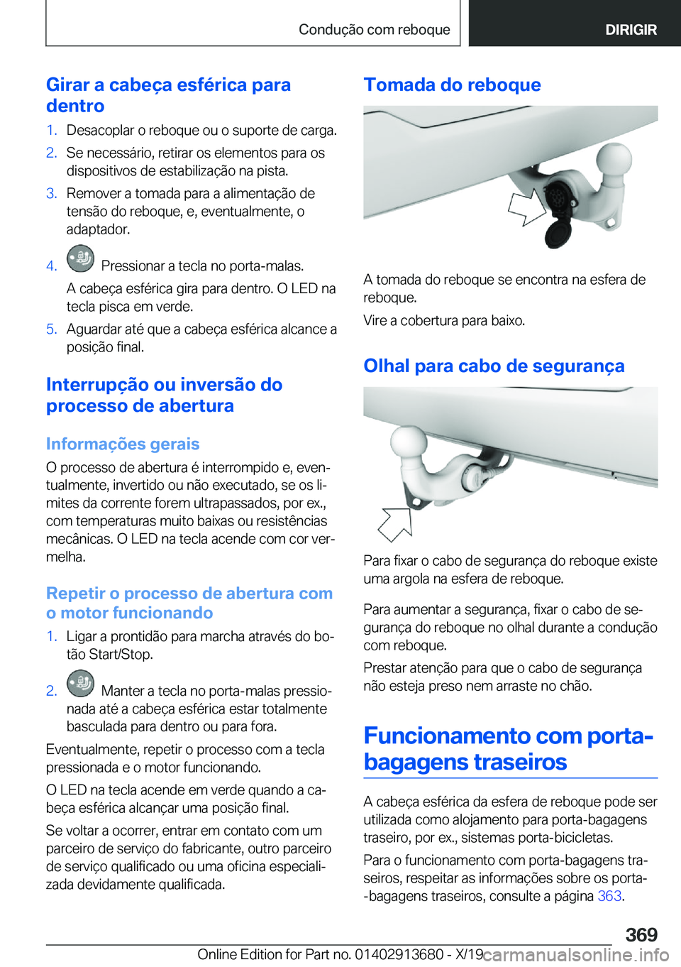 BMW X5 2020  Manual do condutor (in Portuguese) �G�i�r�a�r��a��c�a�b�e�