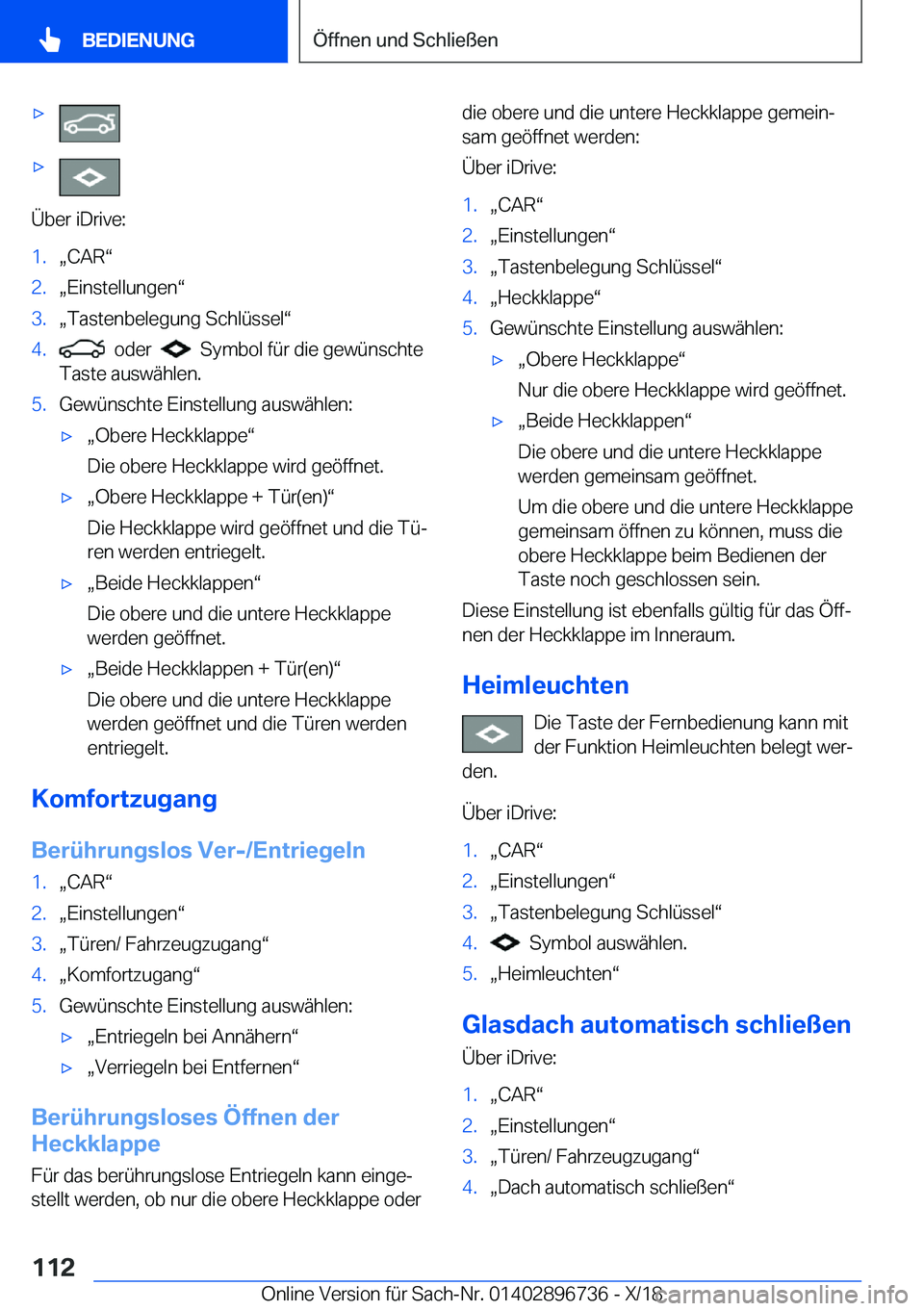 BMW X5 2019  Betriebsanleitungen (in German) xx
�