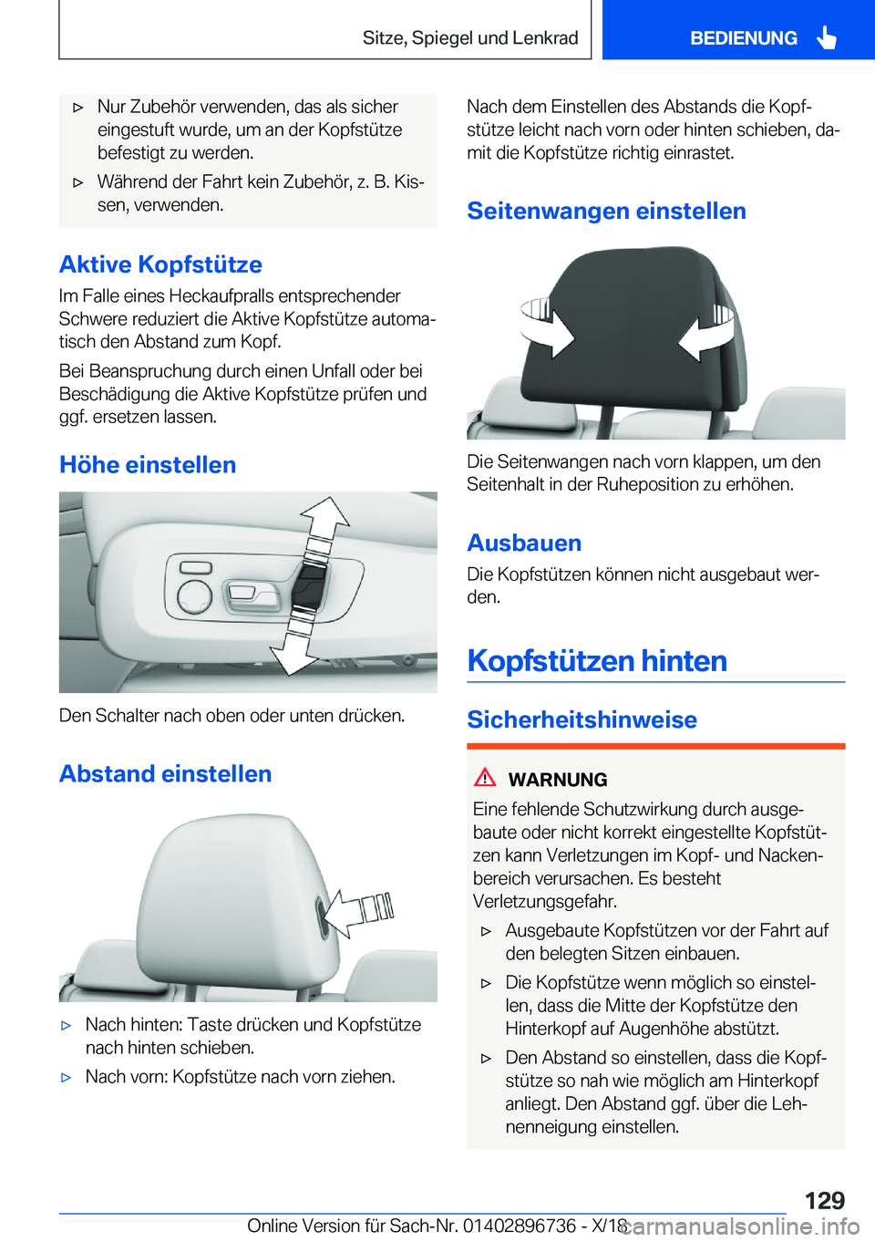 BMW X5 2019  Betriebsanleitungen (in German) x�N�u�r��Z�u�b�e�h�