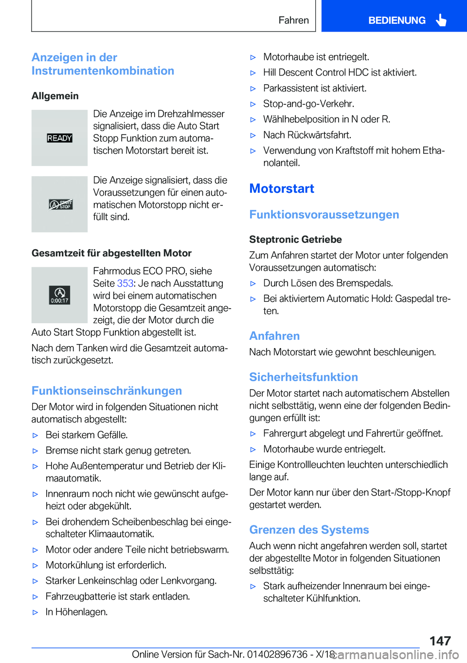 BMW X5 2019  Betriebsanleitungen (in German) �A�n�z�e�i�g�e�n��i�n��d�e�r
�I�n�s�t�r�u�m�e�n�t�e�n�k�o�m�b�i�n�a�t�i�o�n
�A�l�l�g�e�m�e�i�n �D�i�e��A�n�z�e�i�g�e��i�m��D�r�e�h�z�a�h�l�m�e�s�s�e�r
�s�i�g�n�a�l�i�s�i�e�r�t�,��d�a�s�s��d�i�e