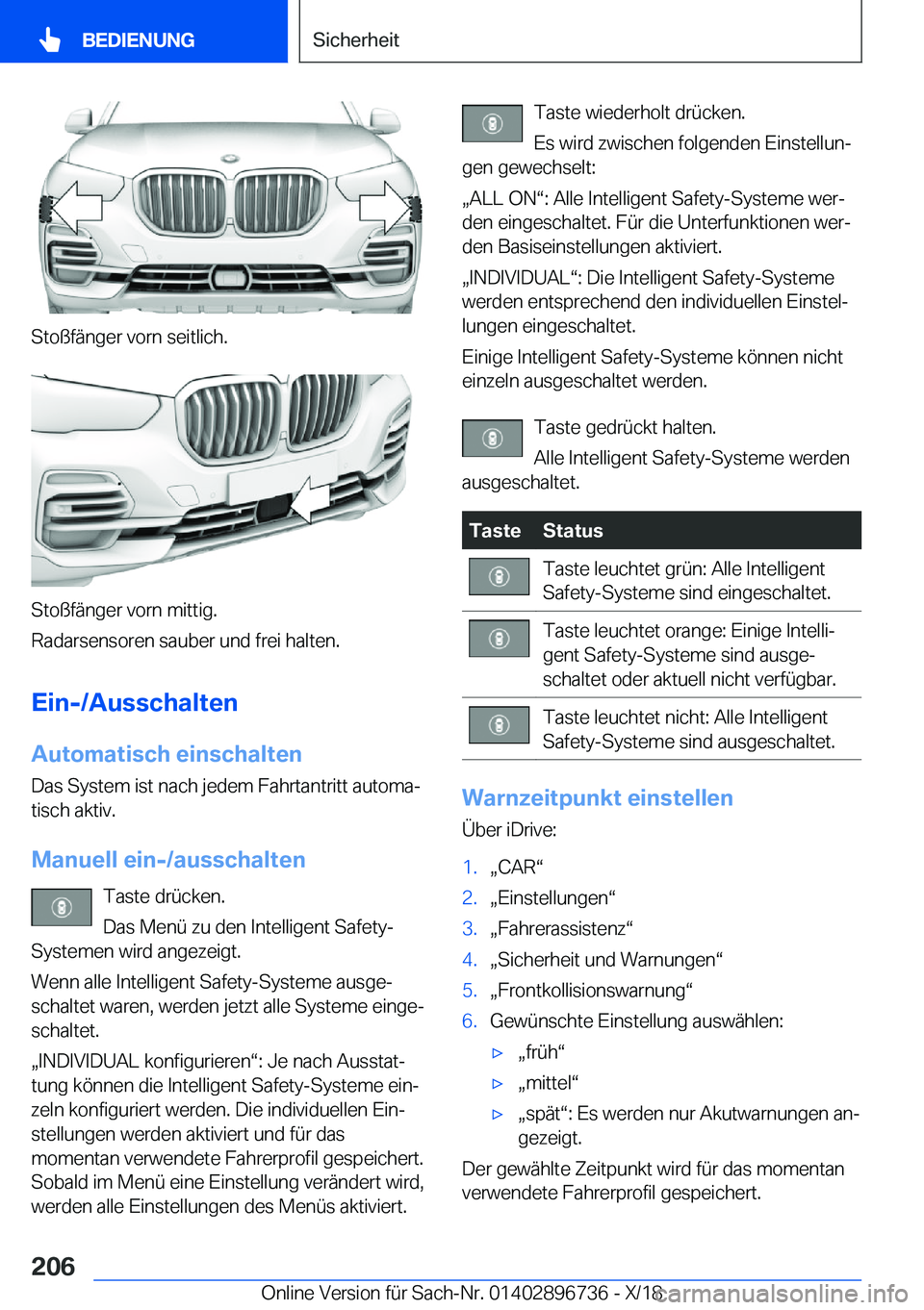 BMW X5 2019  Betriebsanleitungen (in German) �S�t�o�