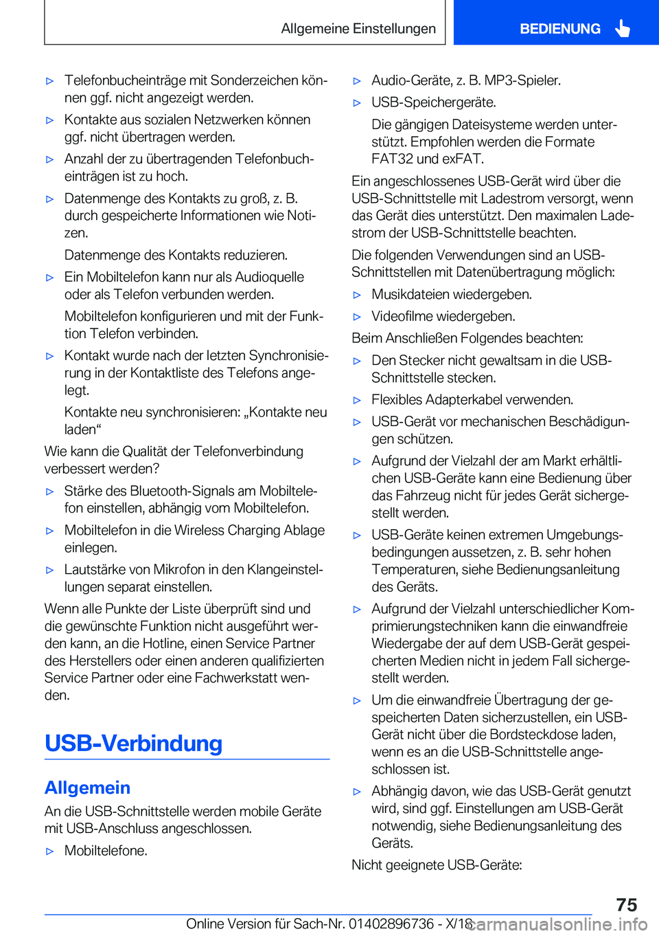BMW X5 2019  Betriebsanleitungen (in German) x�T�e�l�e�f�o�n�b�u�c�h�e�i�n�t�r�