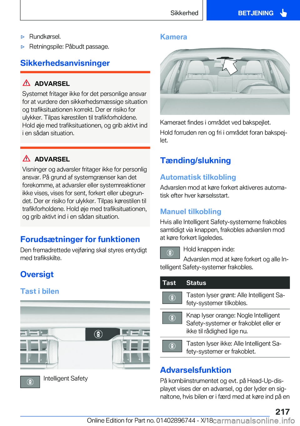 BMW X5 2019  InstruktionsbØger (in Danish) 'x�R�u�n�d�k�