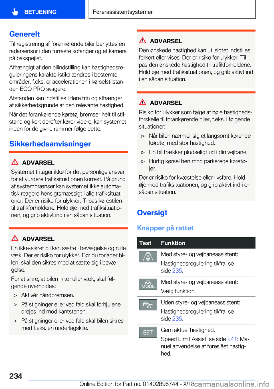 BMW X5 2019  InstruktionsbØger (in Danish) �G�e�n�e�r�e�l�t�T�i�l��r�e�g�i�s�t�r�e�r�i�n�g��a�f��f�o�r�a�n�k�