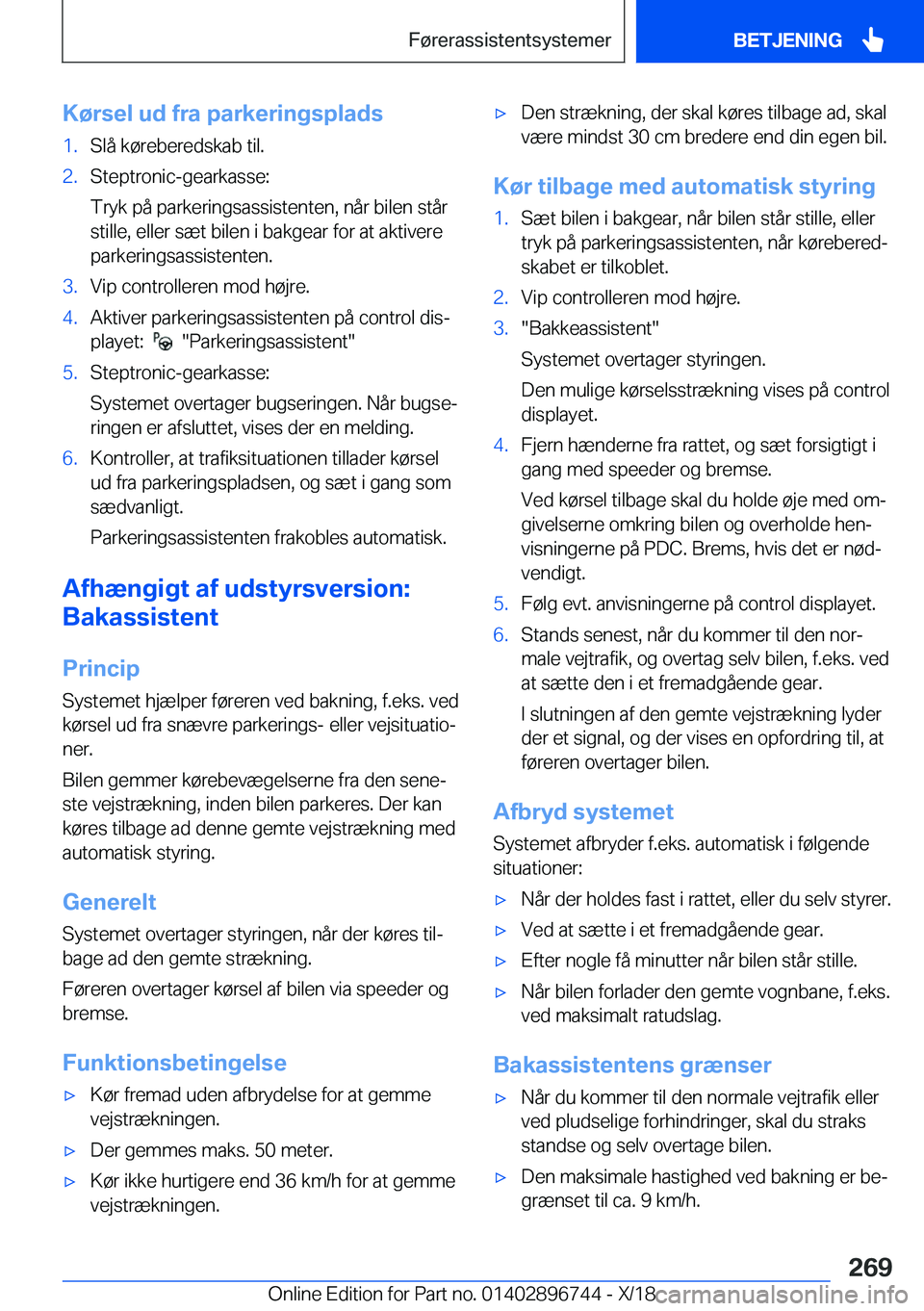 BMW X5 2019  InstruktionsbØger (in Danish) �K�